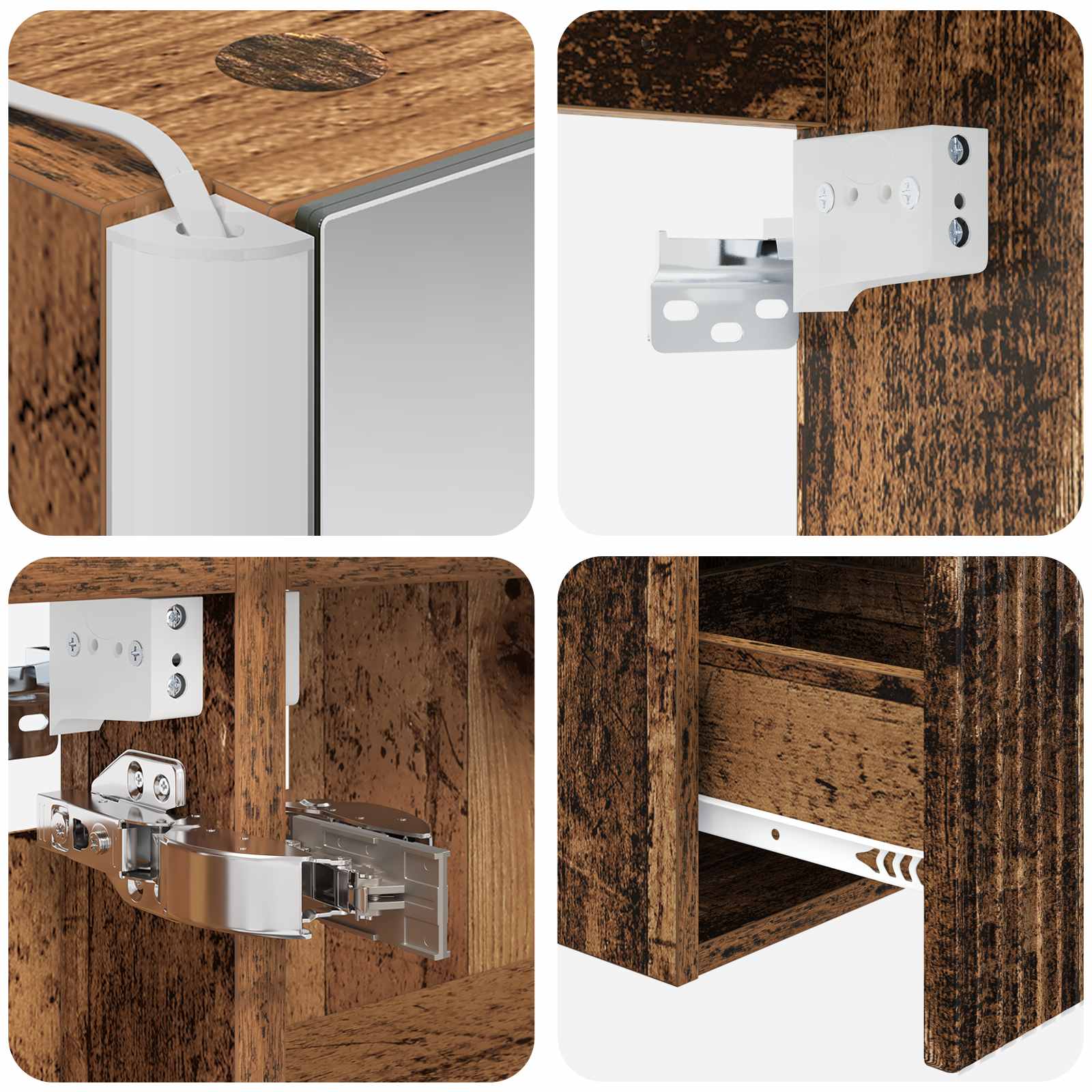 Set ormarića za kupaonicu 4 pcs Staro drvo 103,5 x 15,5 x 70 cm