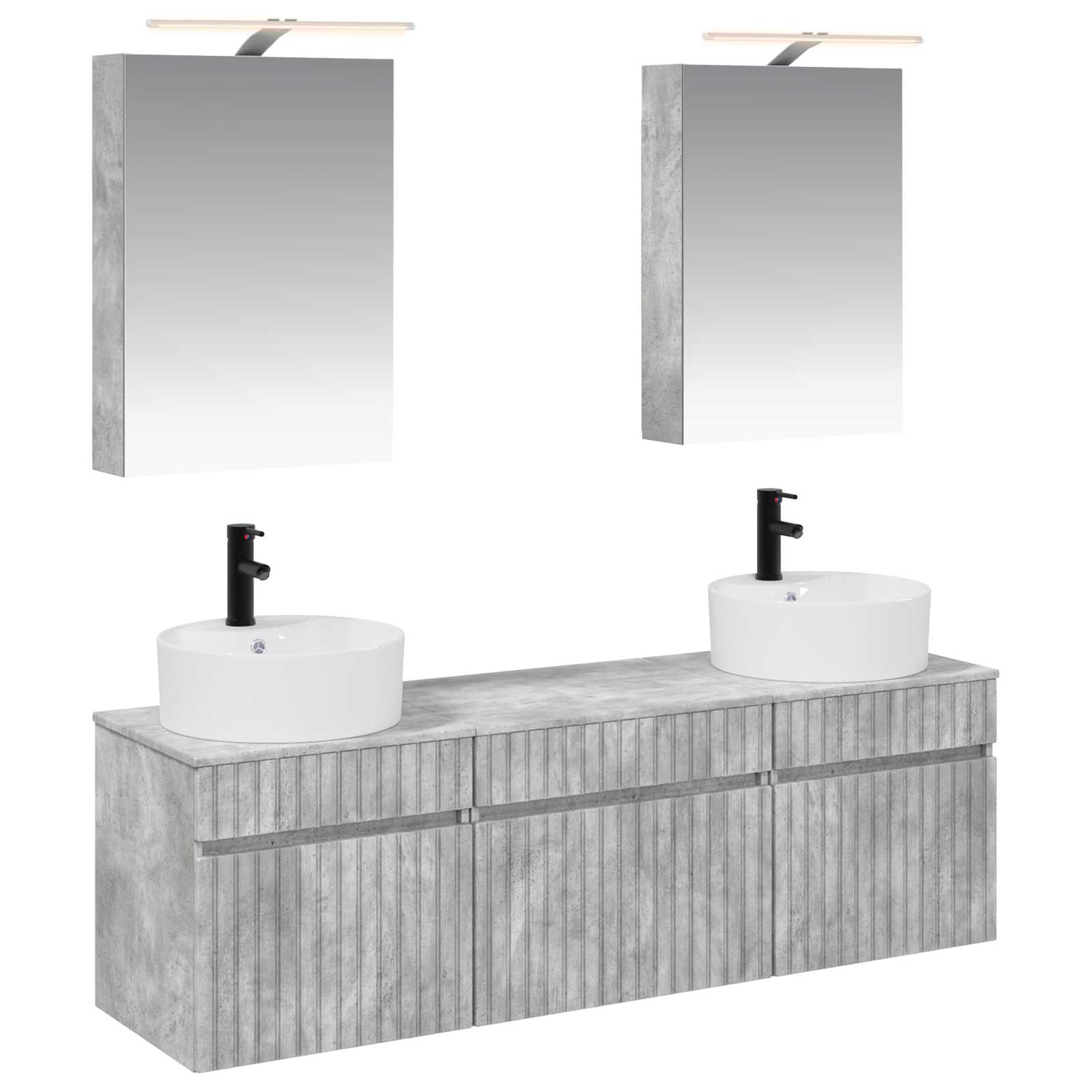 Set ormarića za kupaonicu 5 pcs Betonska siva 50 x 14,5 x 70 cm