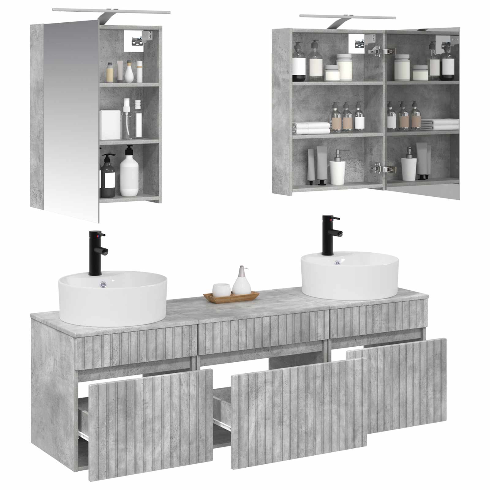 Set ormarića za kupaonicu 5 pcs Betonska siva 50 x 14,5 x 70 cm