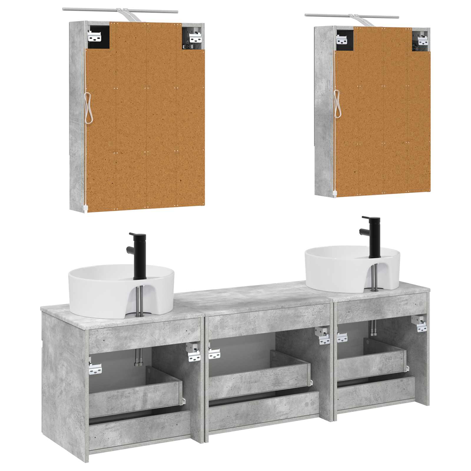 Set ormarića za kupaonicu 5 pcs Betonska siva 50 x 14,5 x 70 cm