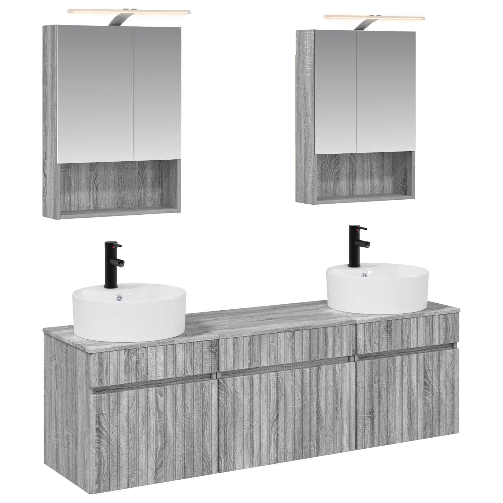 Set ormarića za kupaonicu 5 pcs Siva Sonoma 50 x 14,5 x 70 cm