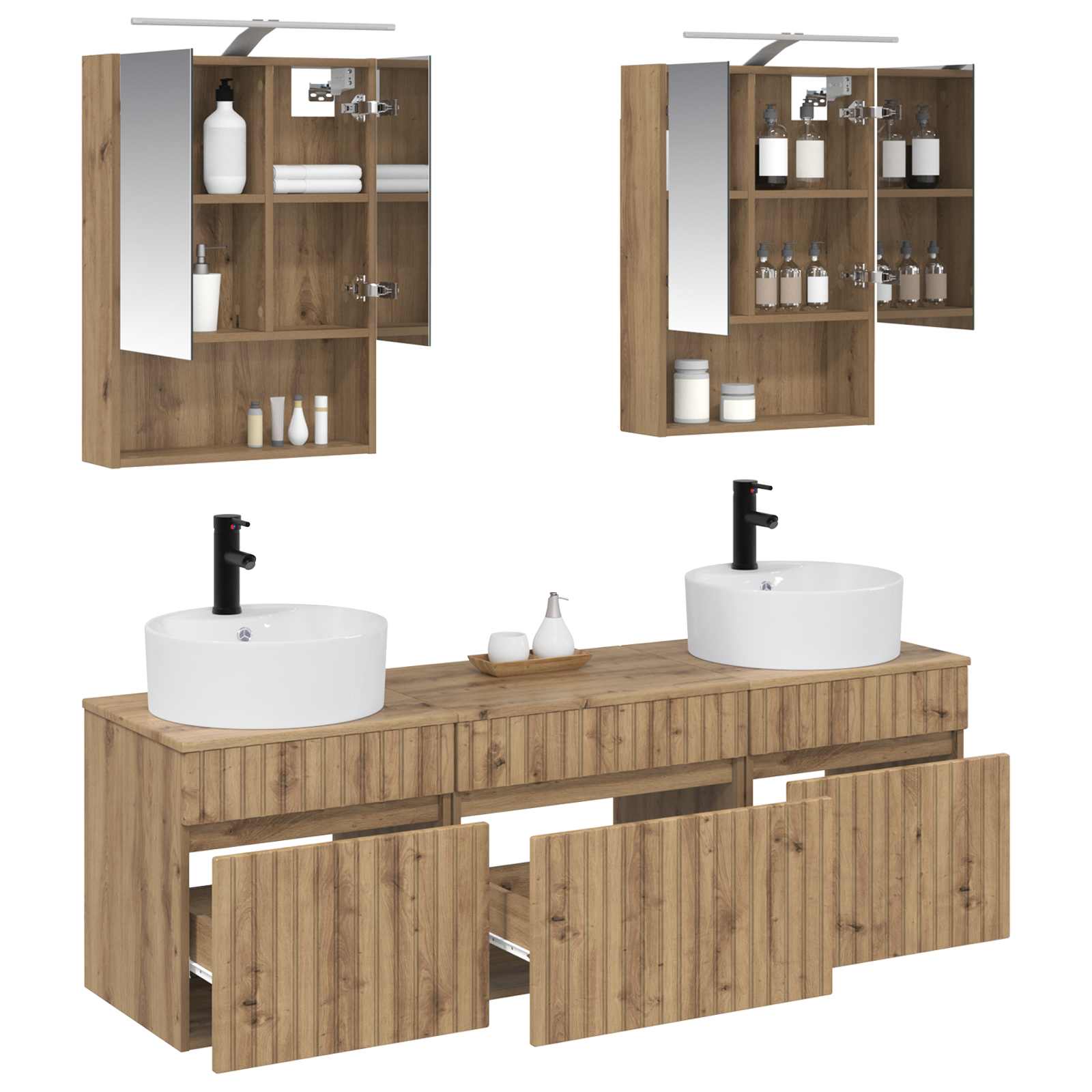 Set ormarića za kupaonicu 5 pcs Hrast artisan 50 x 14,5 x 70 cm