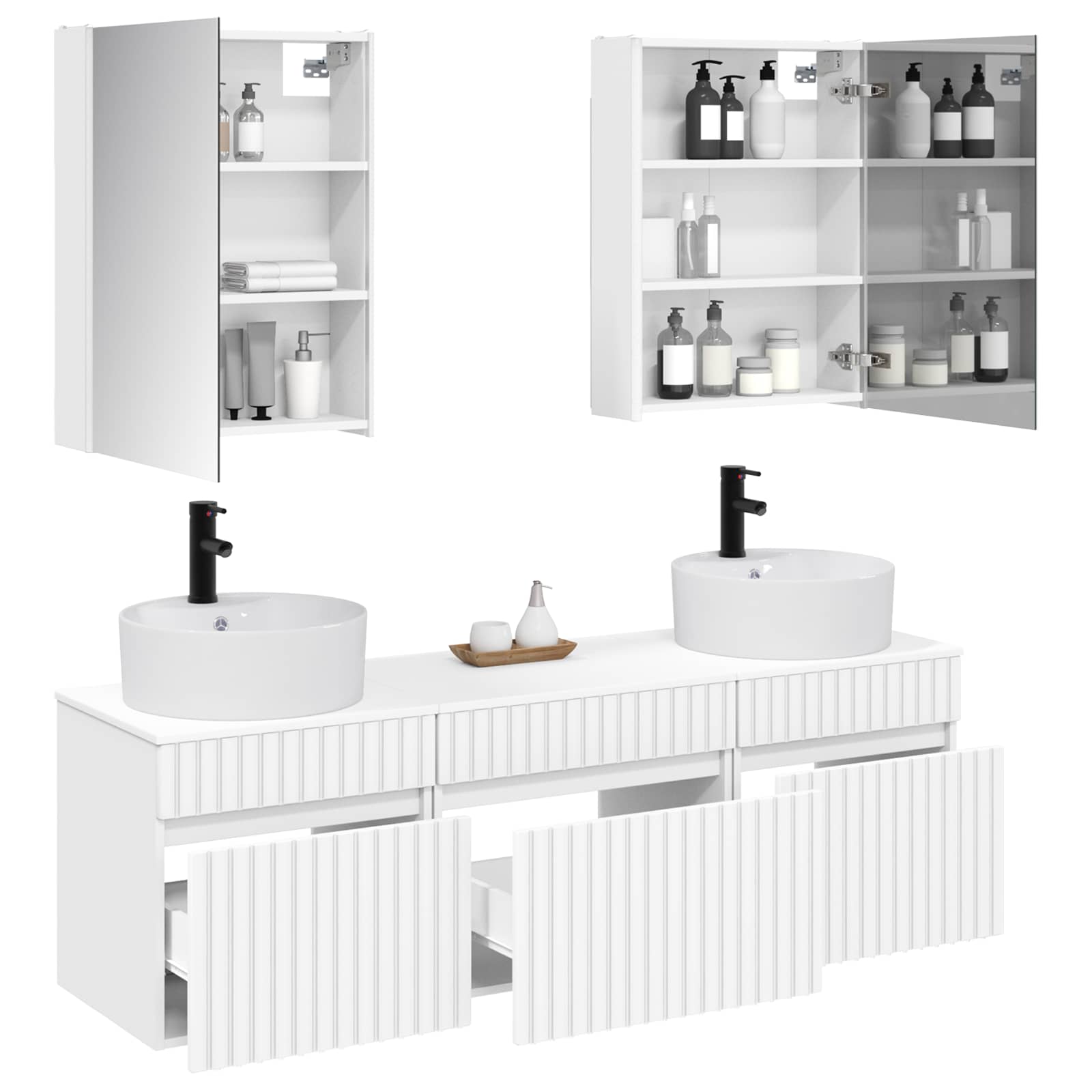 Set ormarića za kupaonicu 5 pcs Bijela 53 x 15,5 x 70 cm