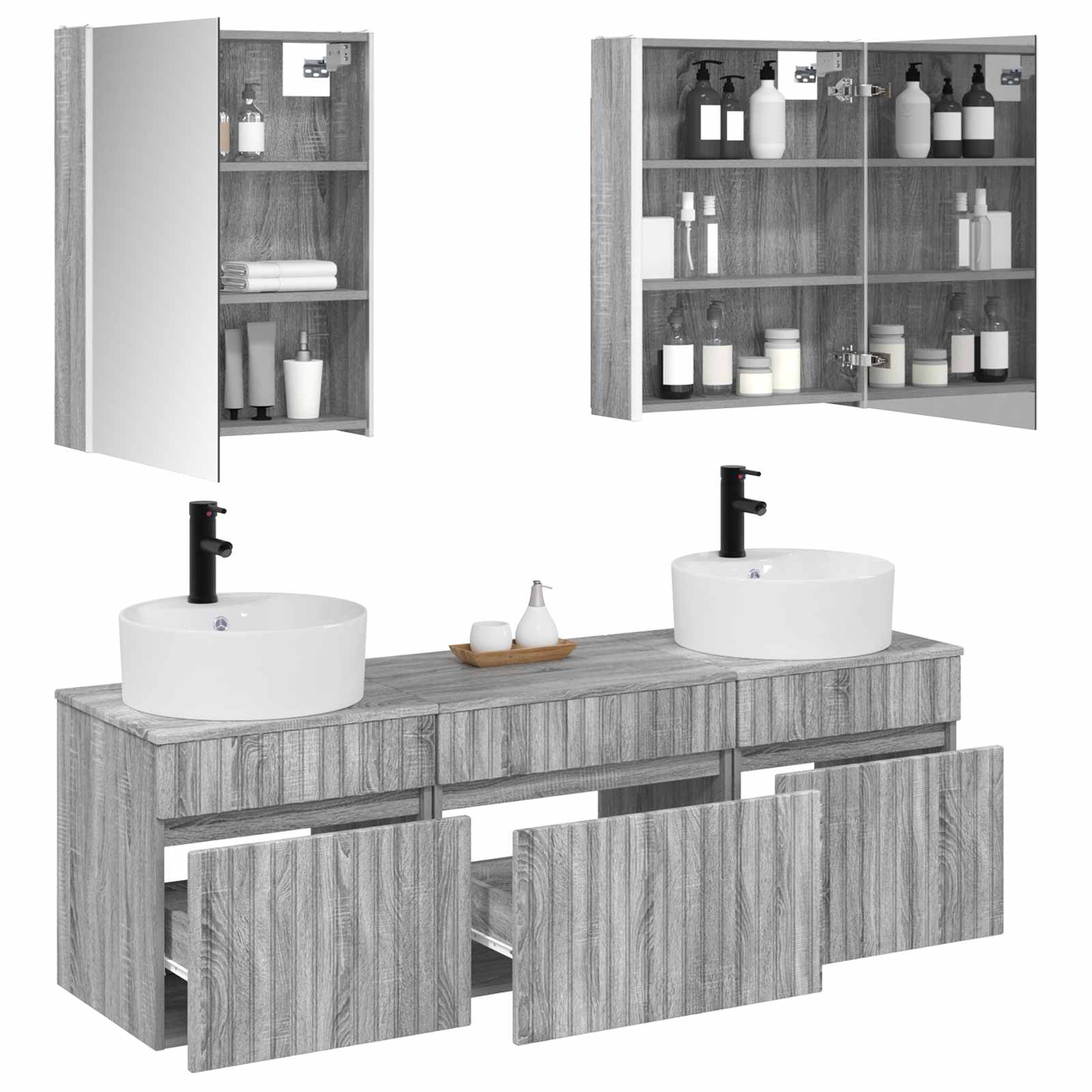 Set ormarića za kupaonicu 5 pcs Siva Sonoma 53 x 15,5 x 70 cm
