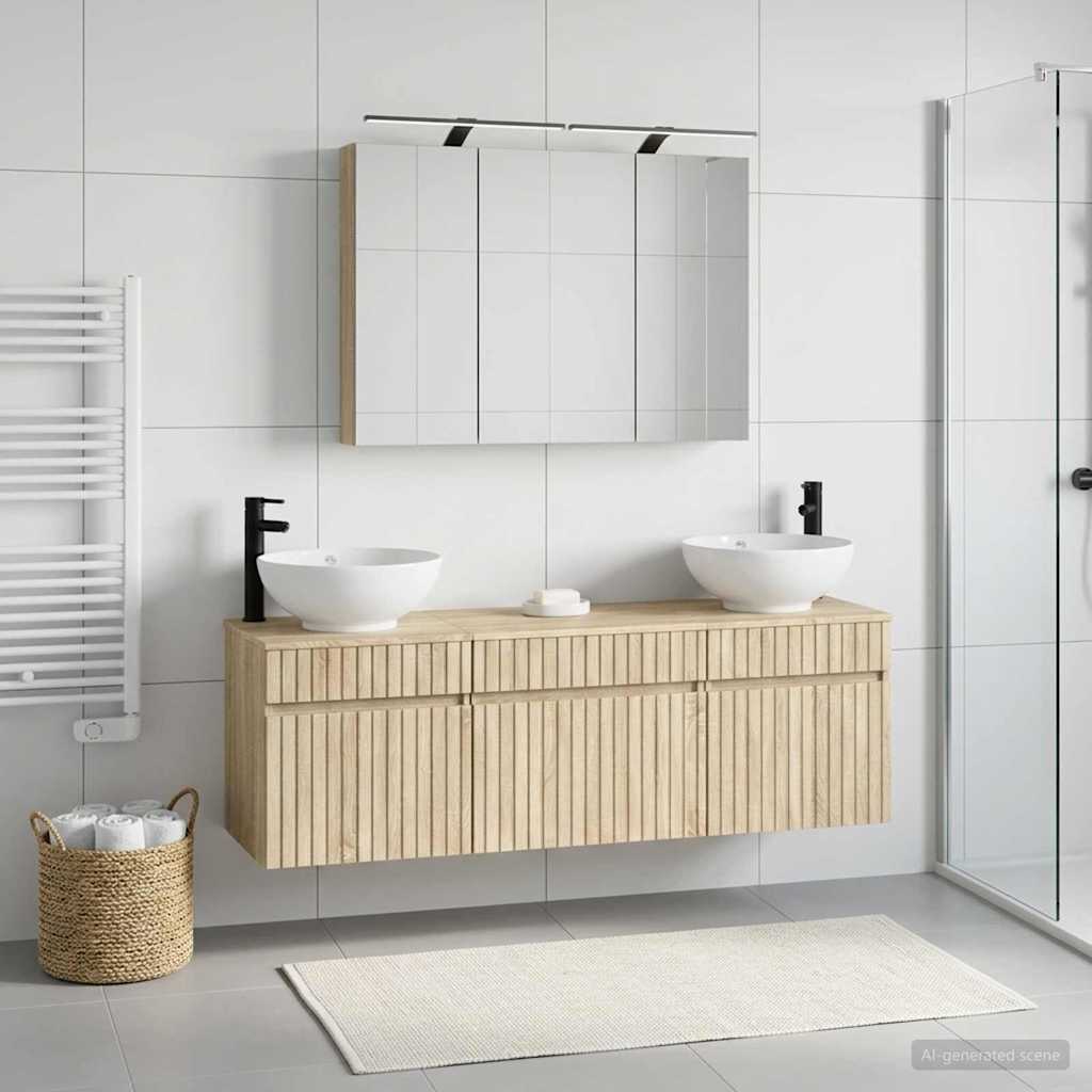 Set ormarića za kupaonicu 4 pcs Hrast sonoma Konstruirano drvo