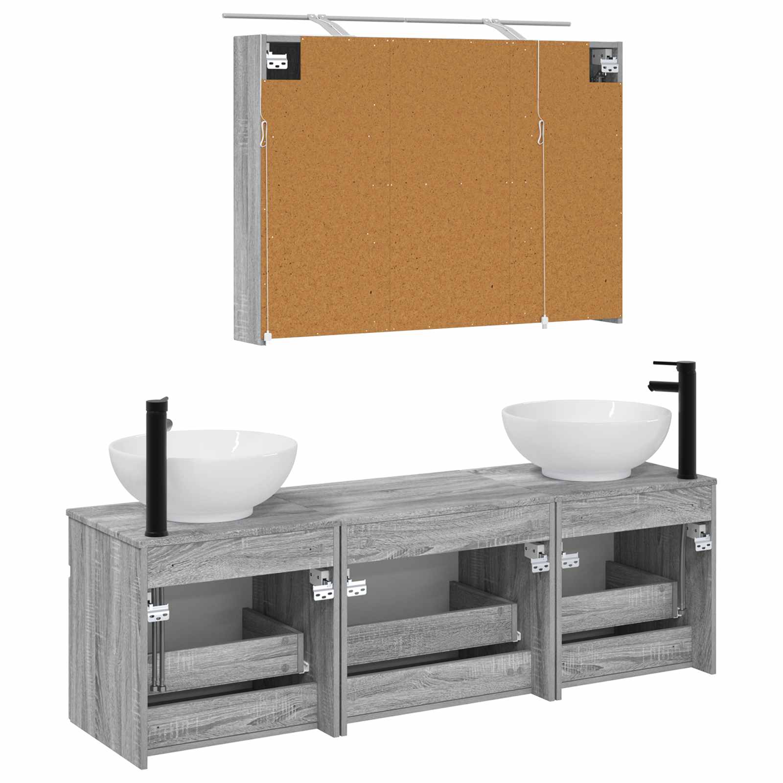 Set ormarića za kupaonicu 4 pcs Siva Sonoma 100 x 14,5 x 70 cm