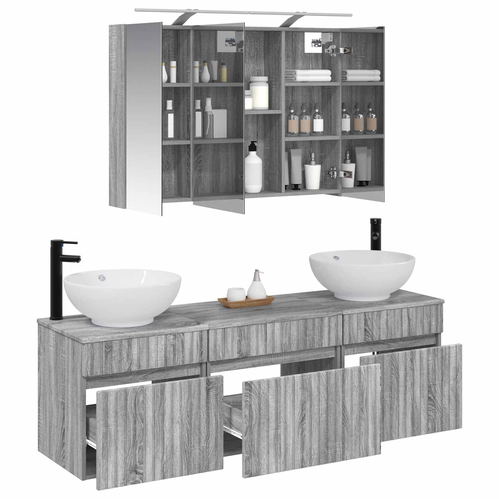 Set ormarića za kupaonicu 4 pcs Siva Sonoma 100 x 14,5 x 70 cm