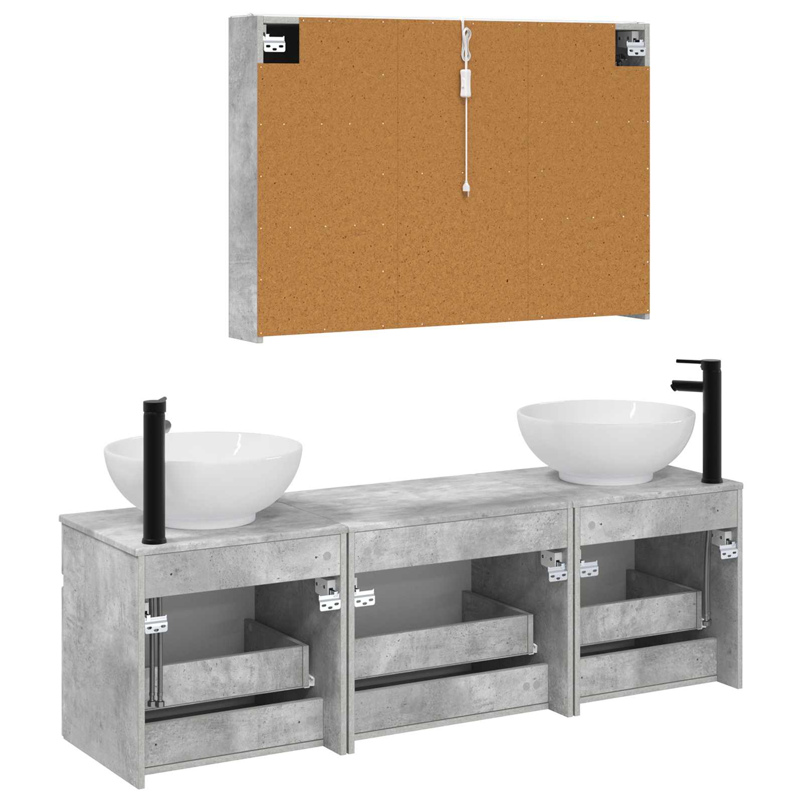 Set ormarića za kupaonicu 4 pcs Betonska siva