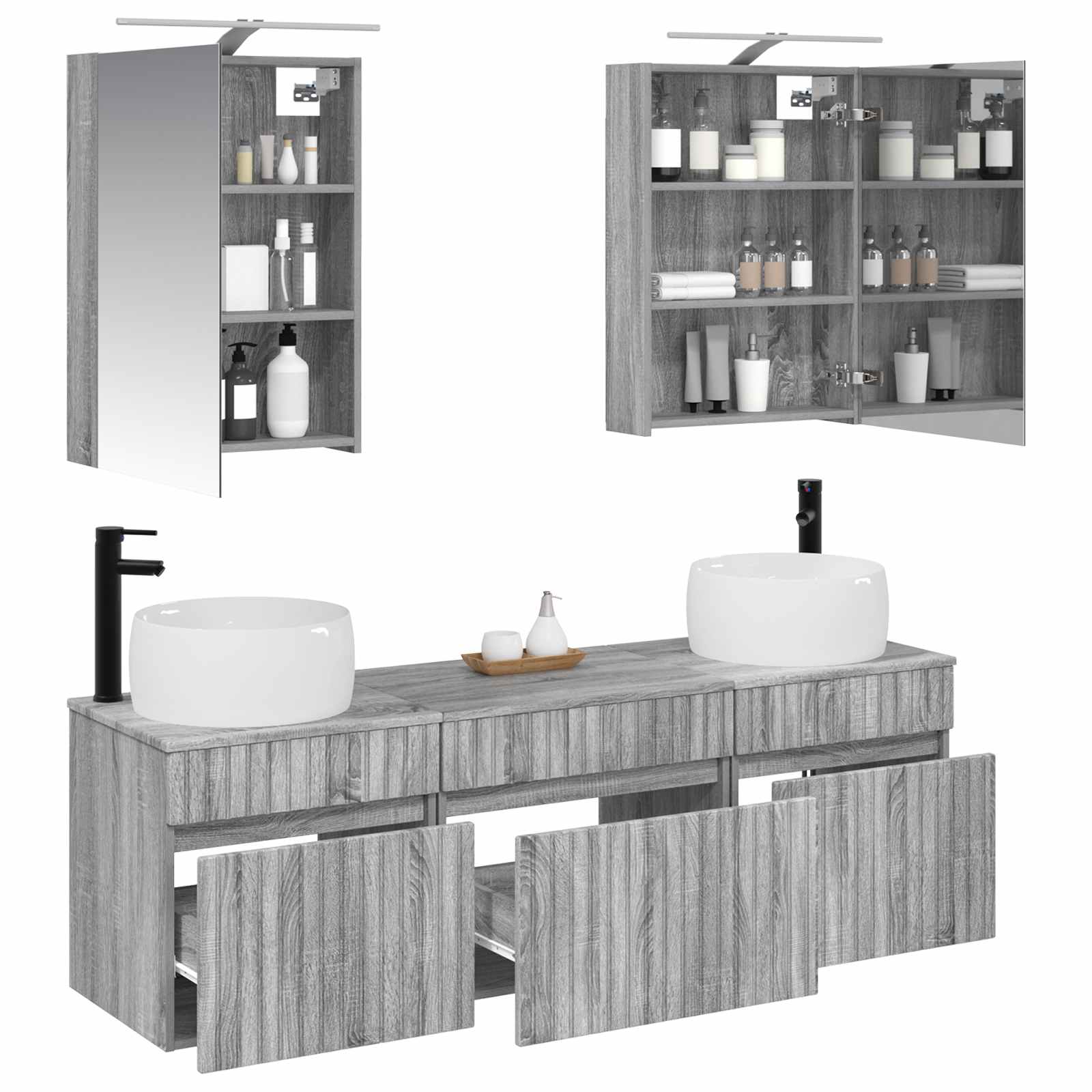 Set ormarića za kupaonicu 5 pcs Siva Sonoma 50 x 14,5 x 70 cm