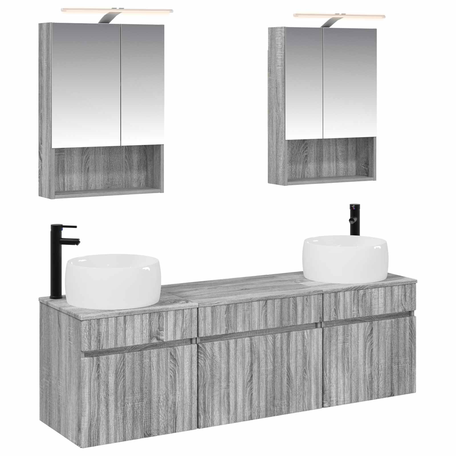 Set ormarića za kupaonicu 5 pcs Siva Sonoma 50 x 14,5 x 70 cm