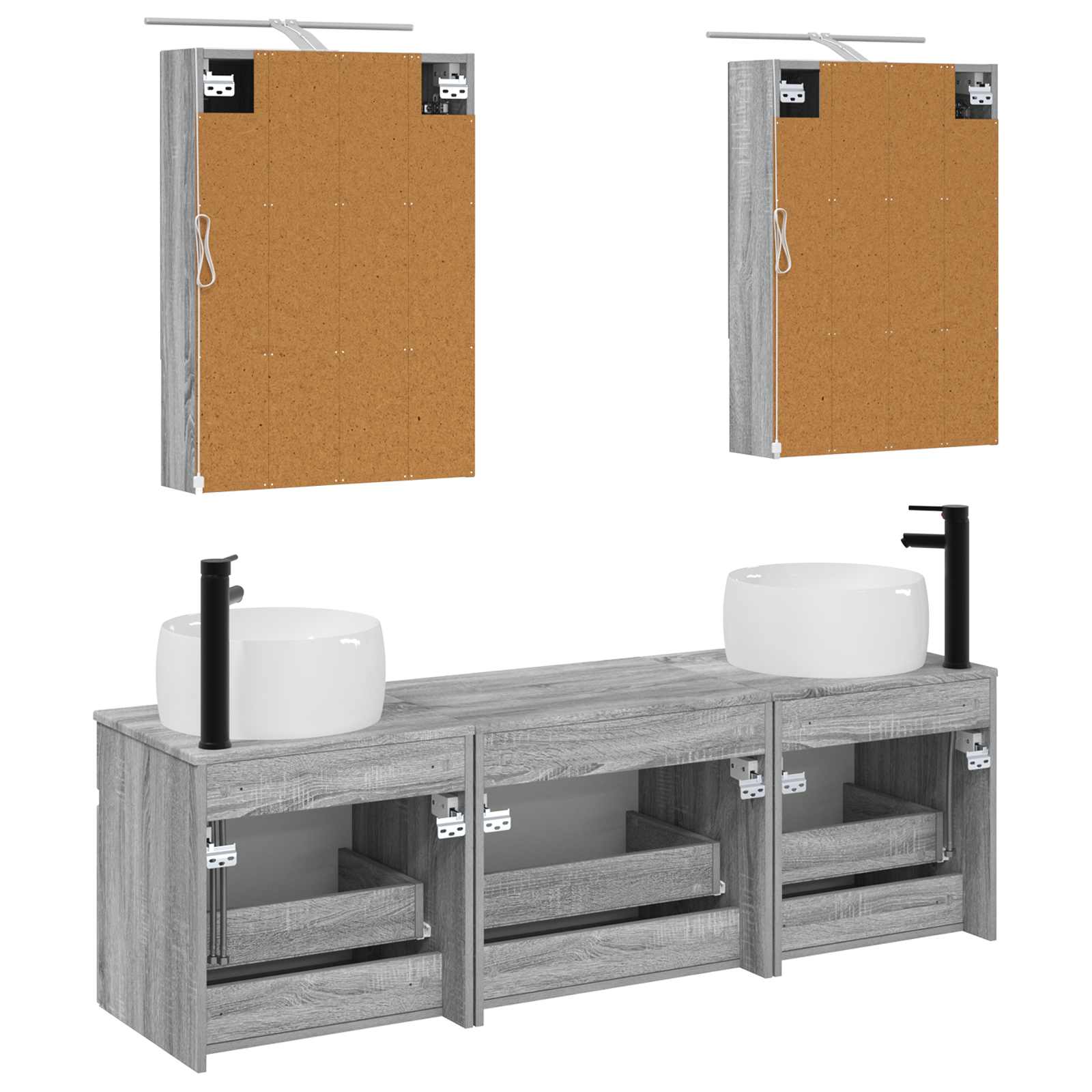 Set ormarića za kupaonicu 5 pcs Siva Sonoma 50 x 14,5 x 70 cm