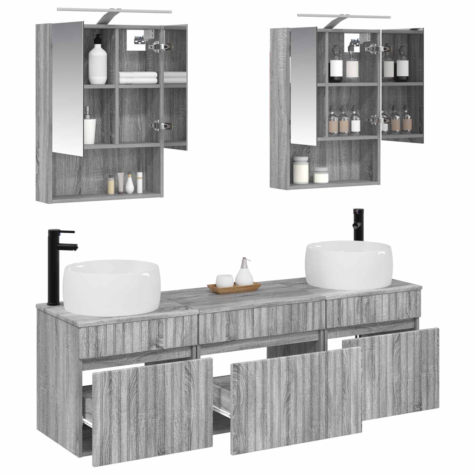 Set ormarića za kupaonicu 5 pcs Siva Sonoma 50 x 14,5 x 70 cm