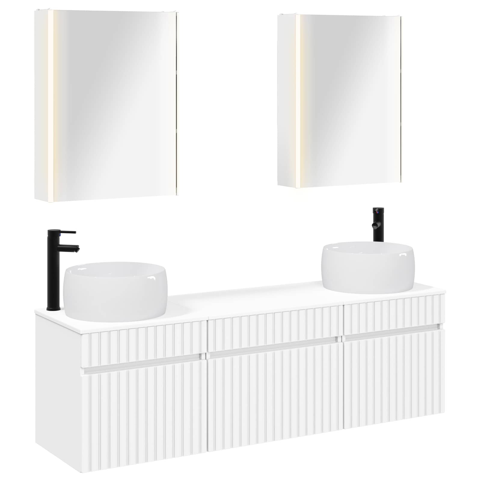 Set ormarića za kupaonicu 5 pcs Bijela 53 x 15,5 x 70 cm