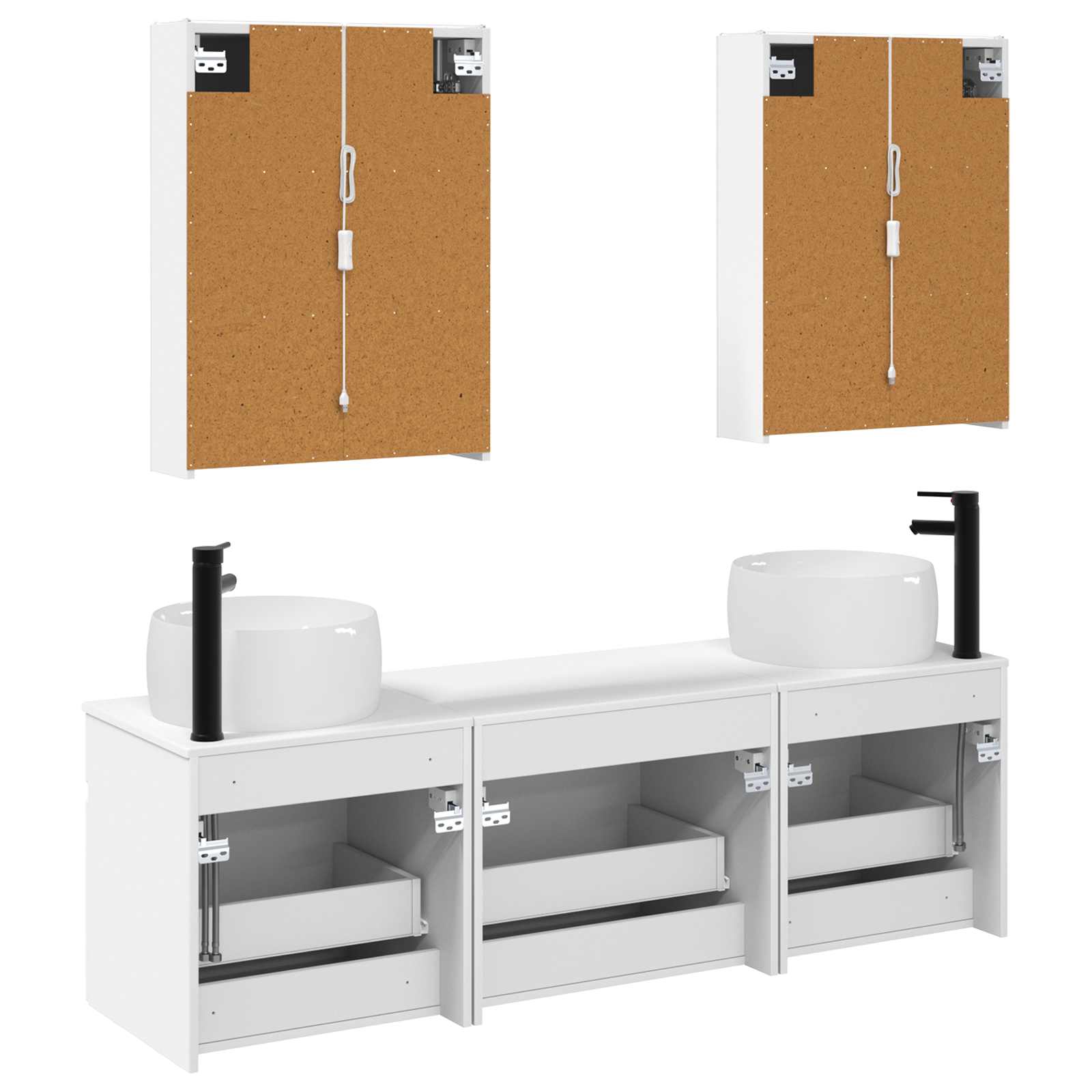 Set ormarića za kupaonicu 5 pcs Bijela 53 x 15,5 x 70 cm