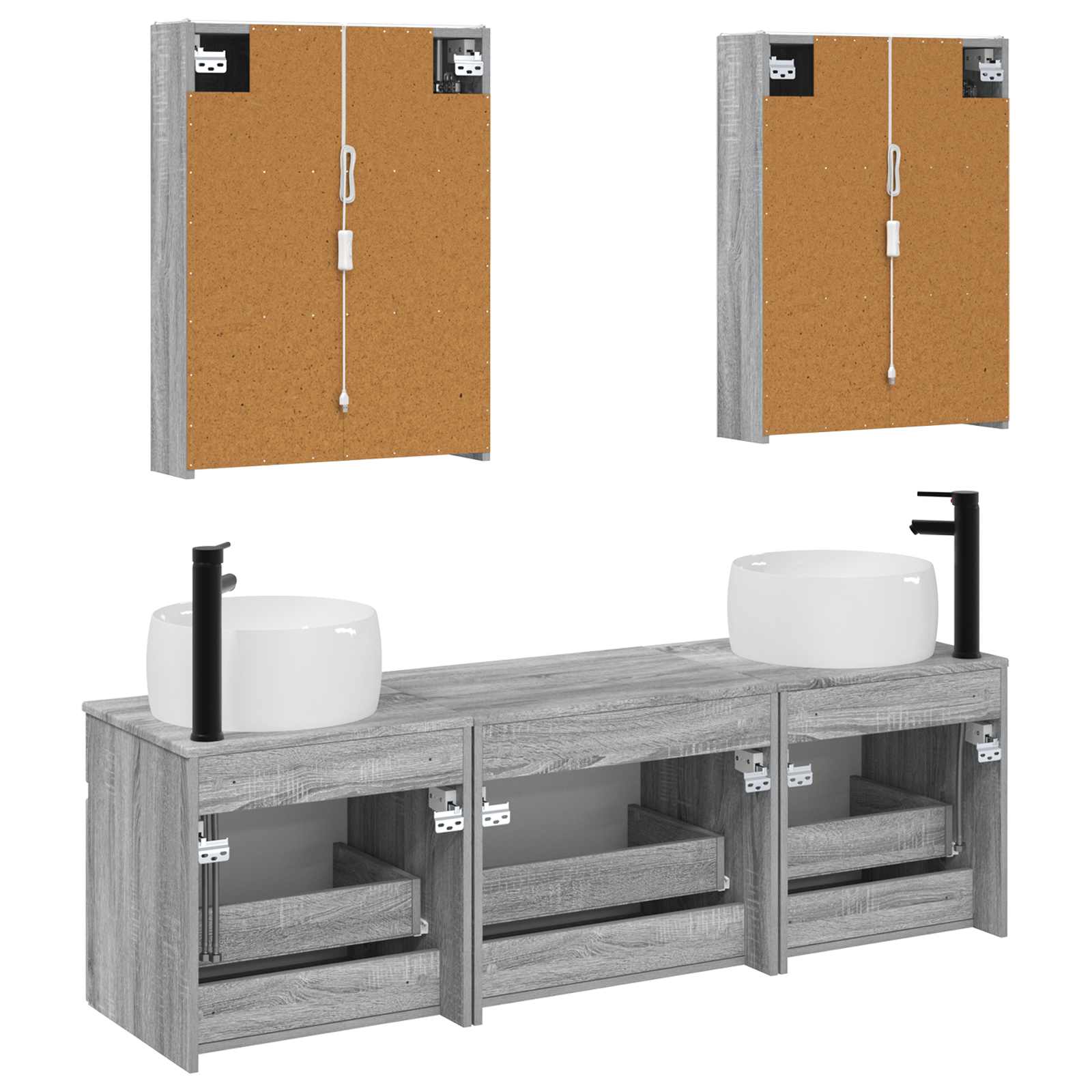 Set ormarića za kupaonicu 5 pcs Siva Sonoma 53 x 15,5 x 70 cm