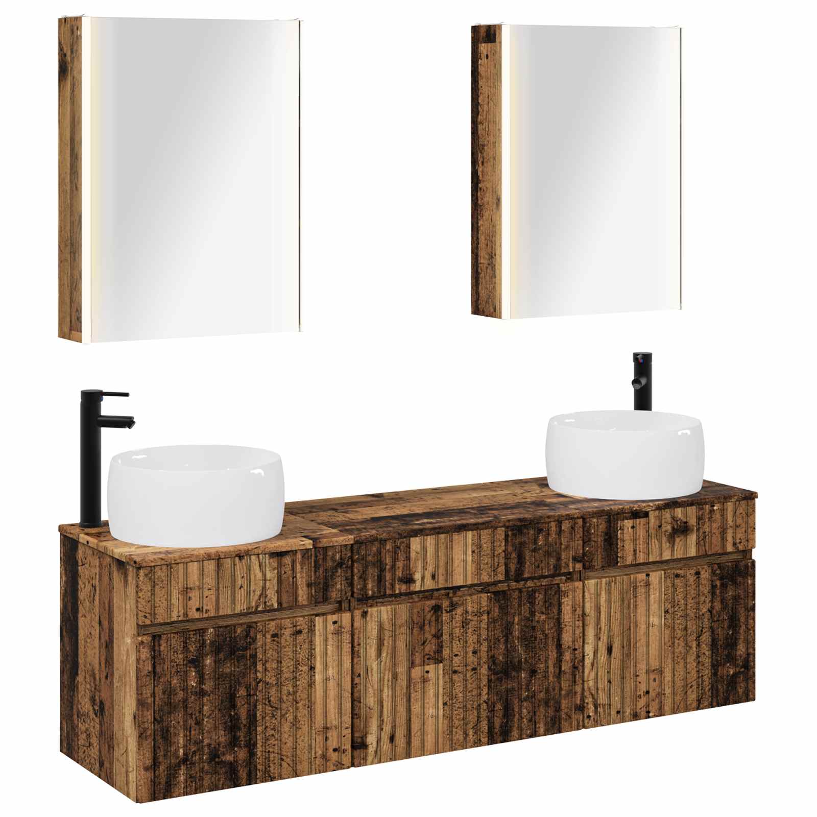 Set ormarića za kupaonicu 5 pcs Staro drvo 53 x 15,5 x 70 cm