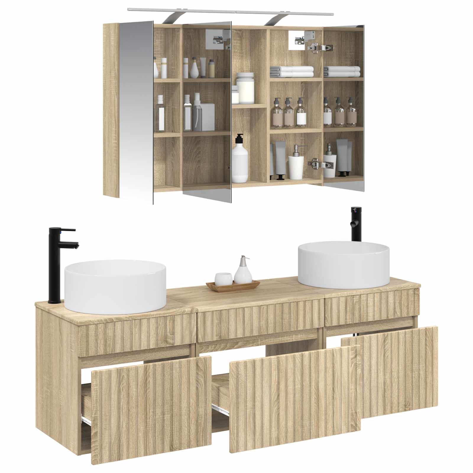 Set ormarića za kupaonicu 4 pcs Hrast sonoma 100 x 14,5 x 70 cm
