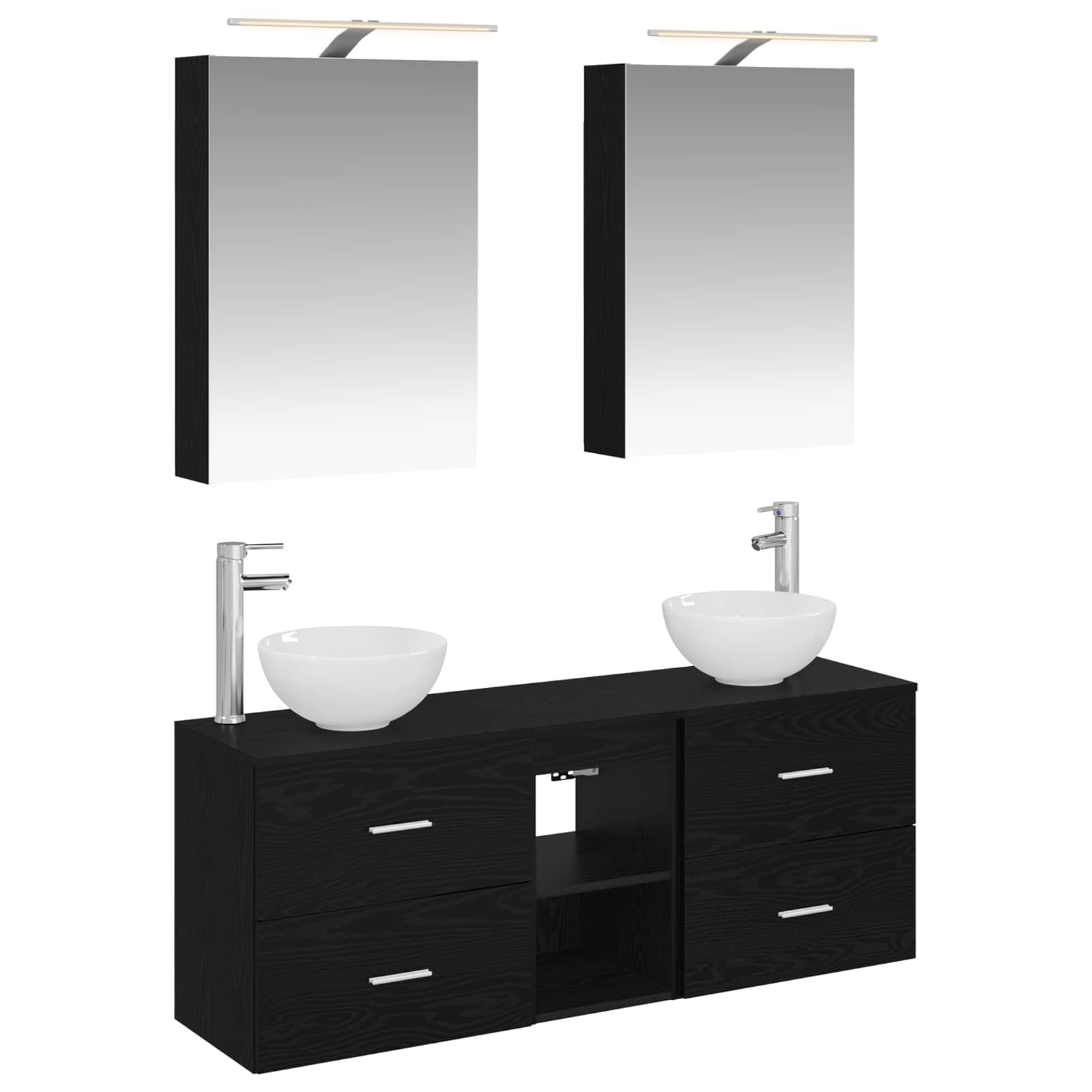Set ormarića za kupaonicu 5 pcs Crni hrast 50 x 14,5 x 70 cm