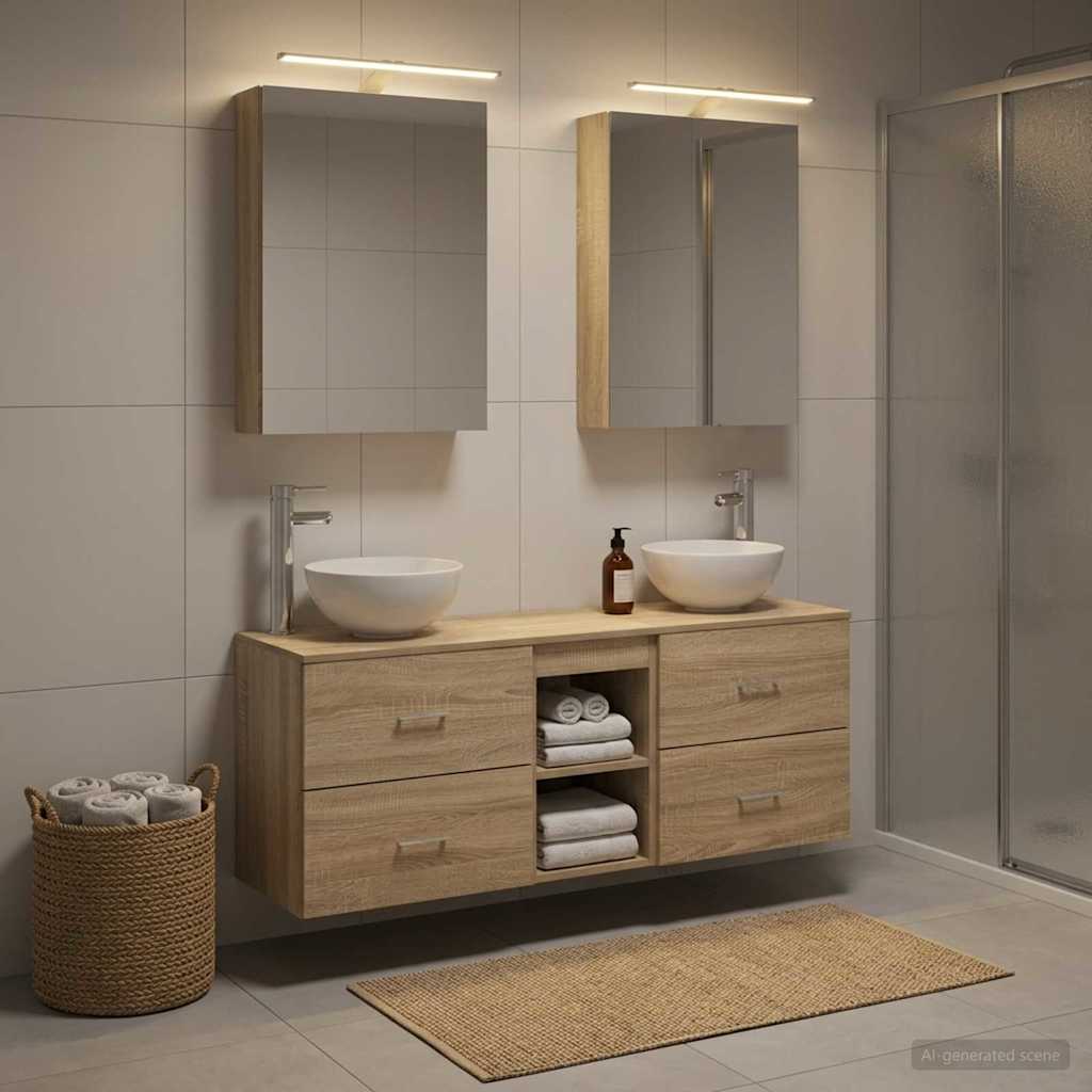 Set ormarića za kupaonicu 5 pcs Hrast sonoma 50 x 14,5 x 70 cm