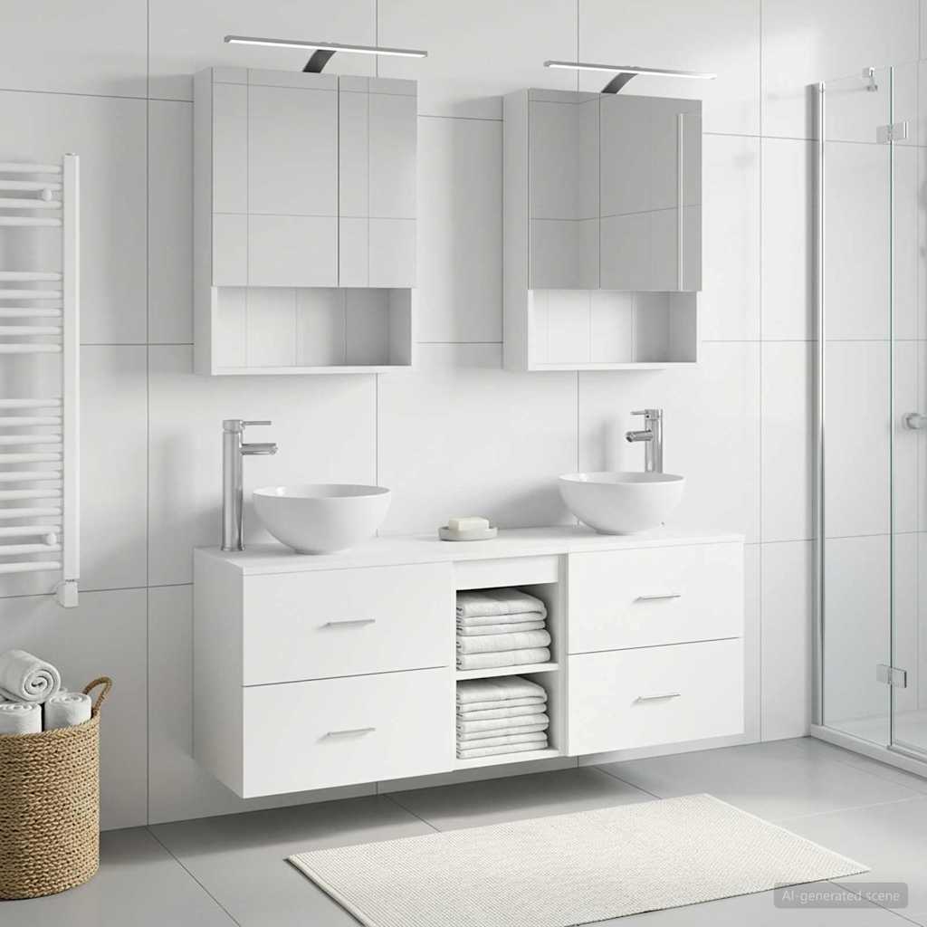 Set ormarića za kupaonicu 5 pcs Bijela 50 x 14,5 x 70 cm
