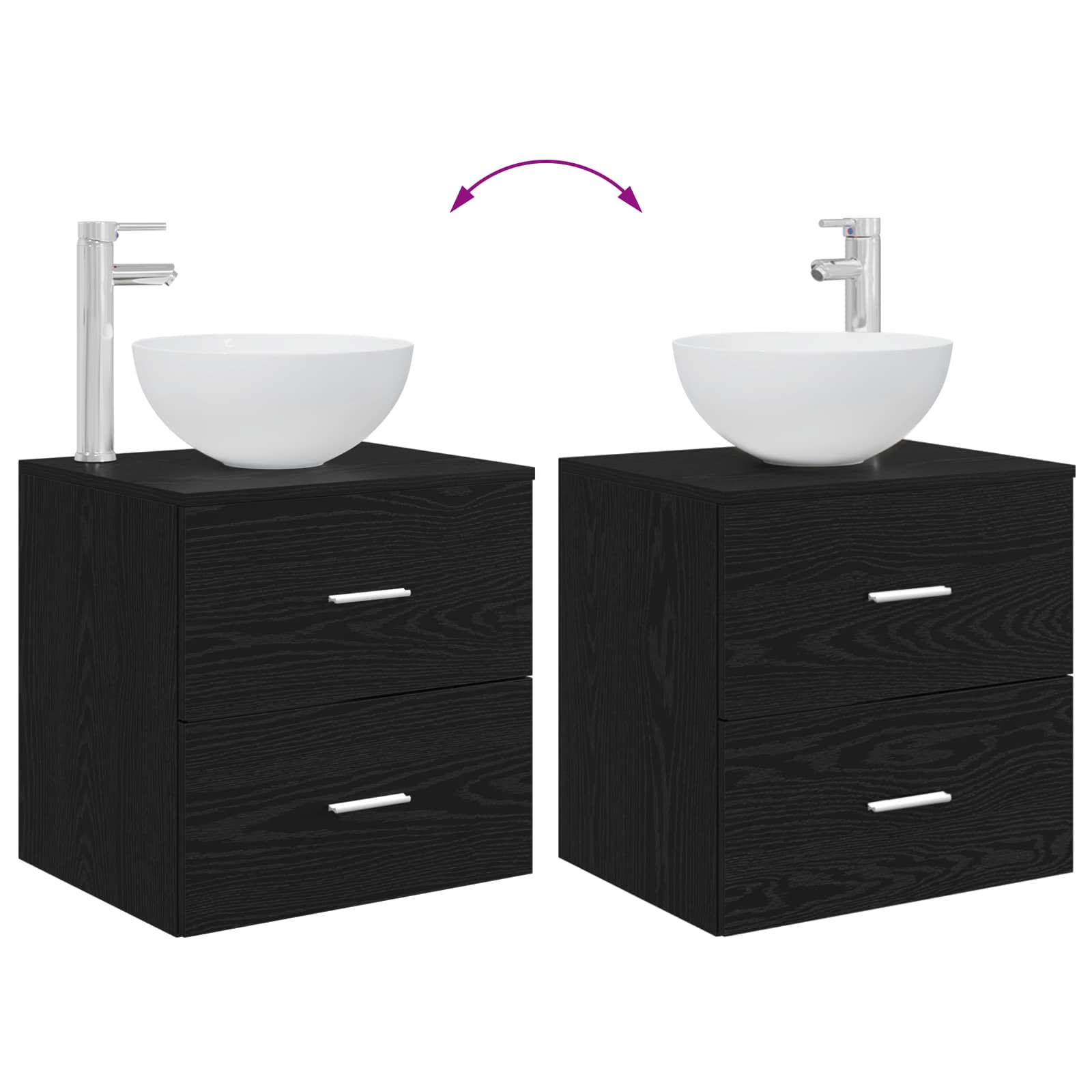 Set ormarića za kupaonicu 5 pcs Crni hrast 50 x 14,5 x 70 cm