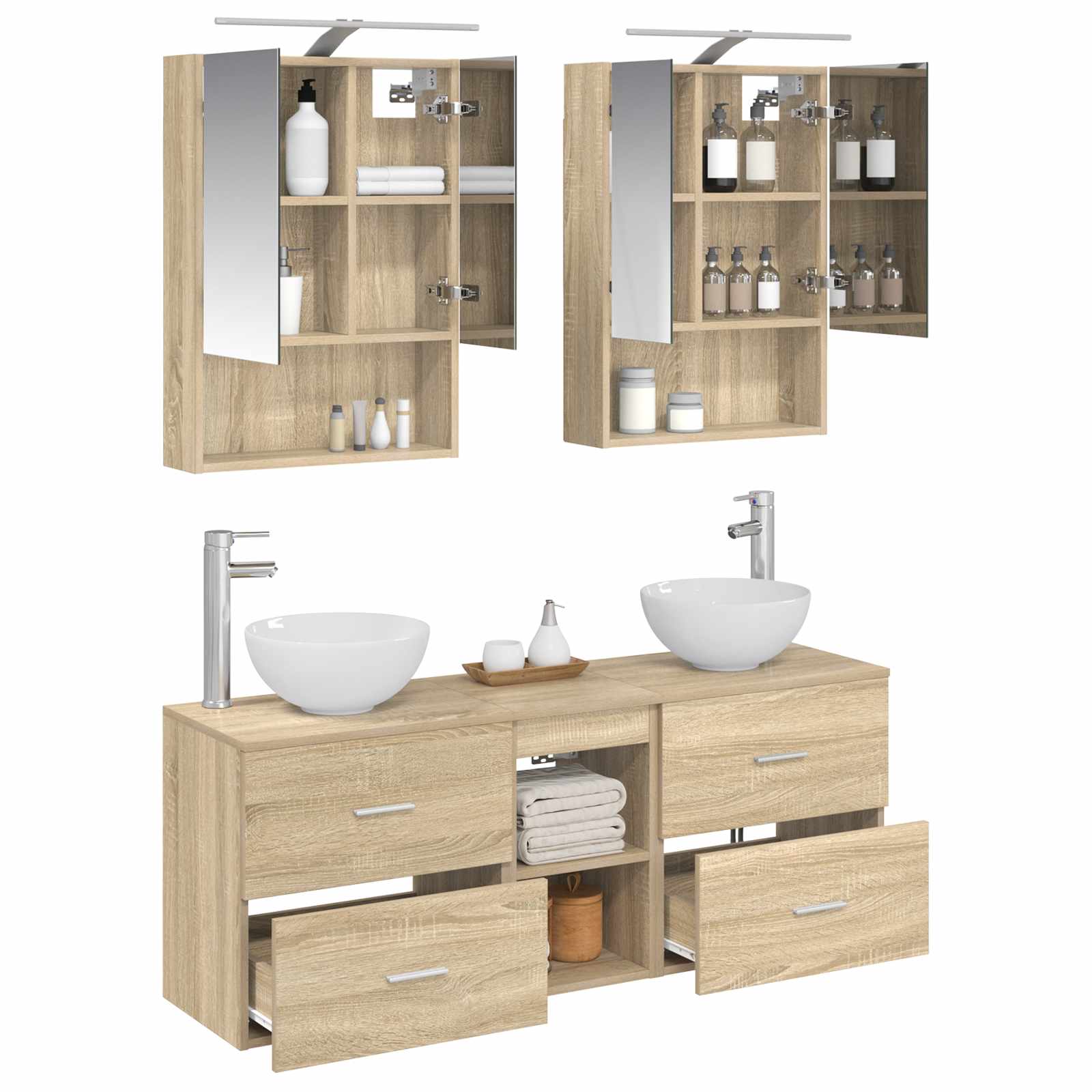 Set ormarića za kupaonicu 5 pcs Hrast sonoma 50 x 14,5 x 70 cm