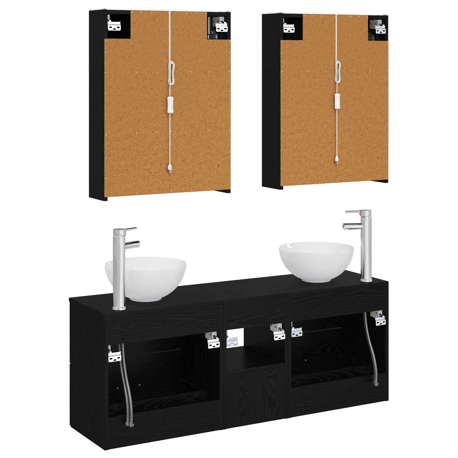 Set ormarića za kupaonicu 5 pcs Crni hrast 53 x 15,5 x 70 cm