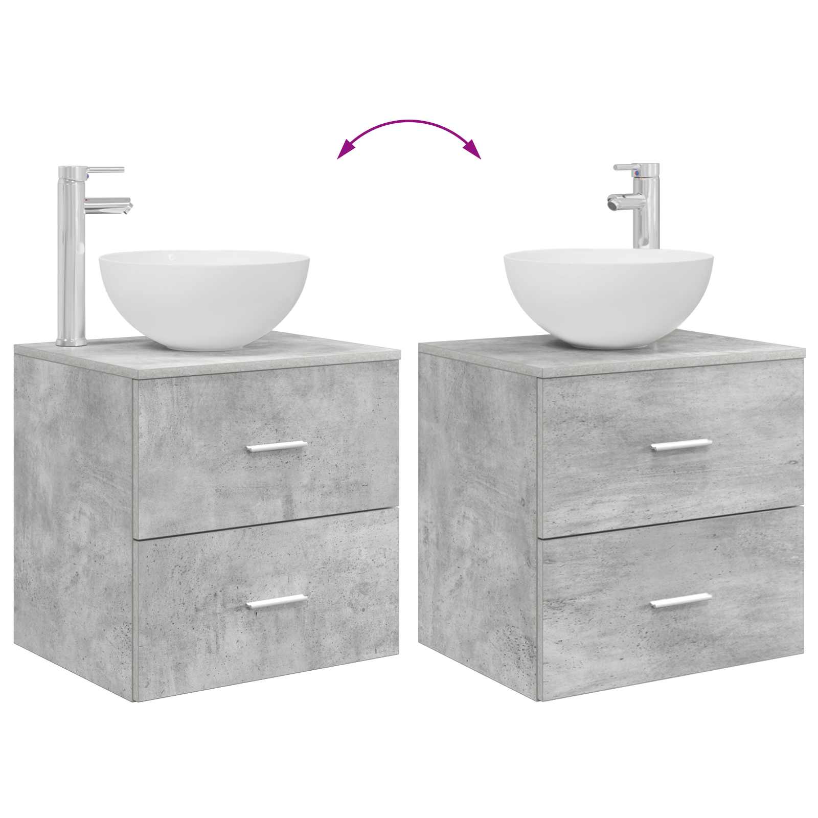Set ormarića za kupaonicu 5 pcs Betonska siva 53 x 15,5 x 70 cm