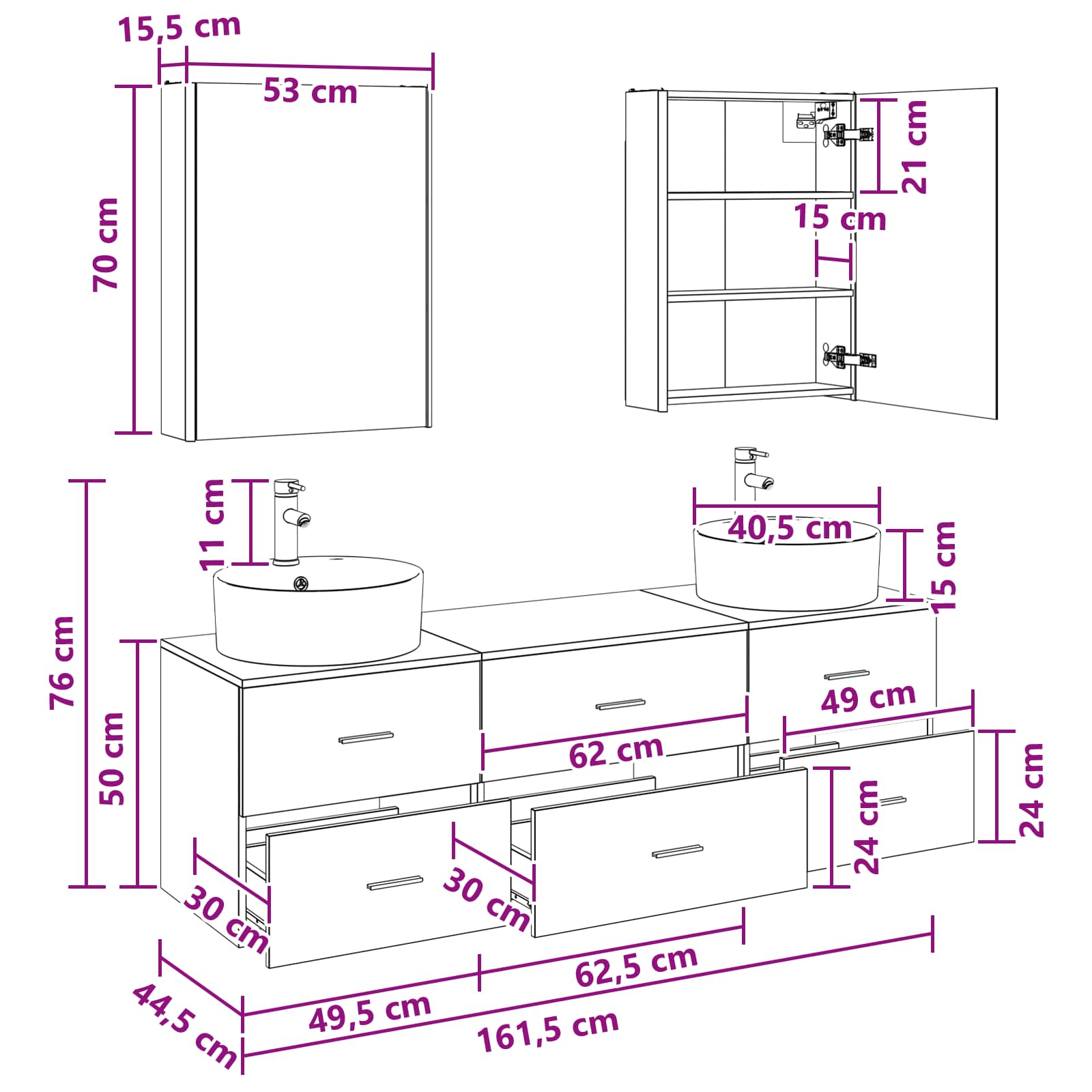 Set namještaja za kupaonicu 5 pcs Hrast sonoma