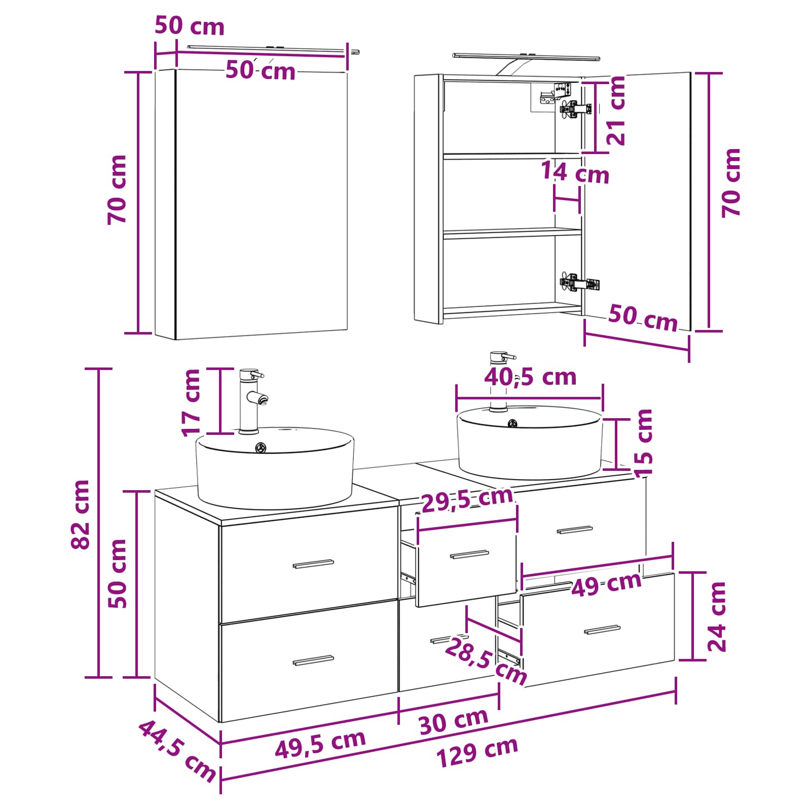 Set namještaja za kupaonicu 5 pcs Hrast sonoma