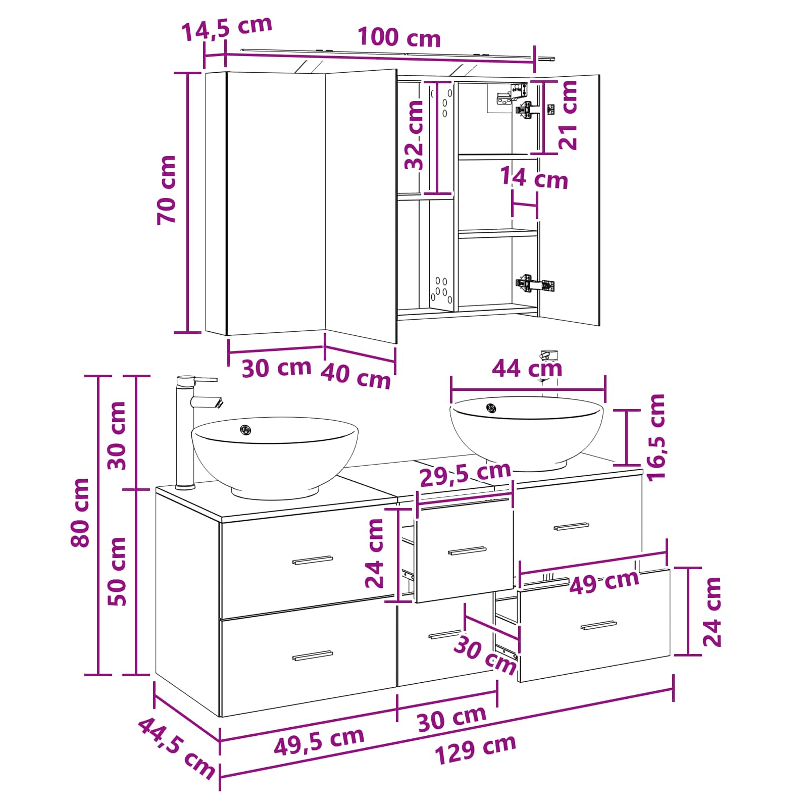 Set namještaja za kupaonicu 4 pcs Hrast sonoma