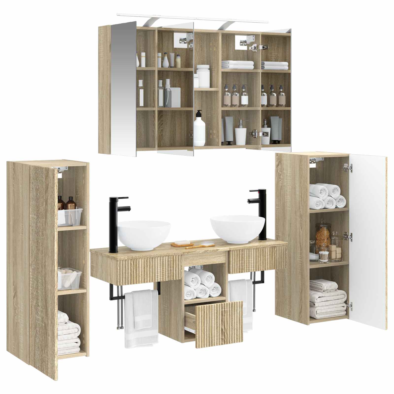 Set namještaja za kupaonicu 6 pcs Hrast sonoma