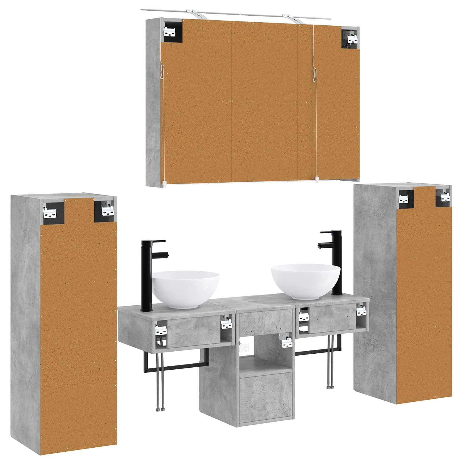 Set namještaja za kupaonicu 6 pcs Betonska siva