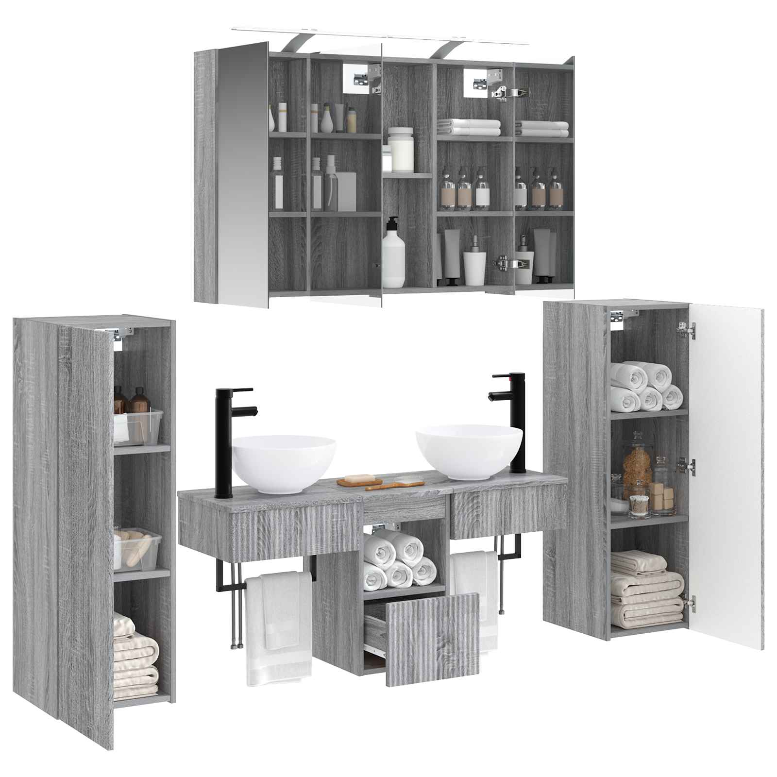 Set namještaja za kupaonicu 6 pcs Siva Sonoma