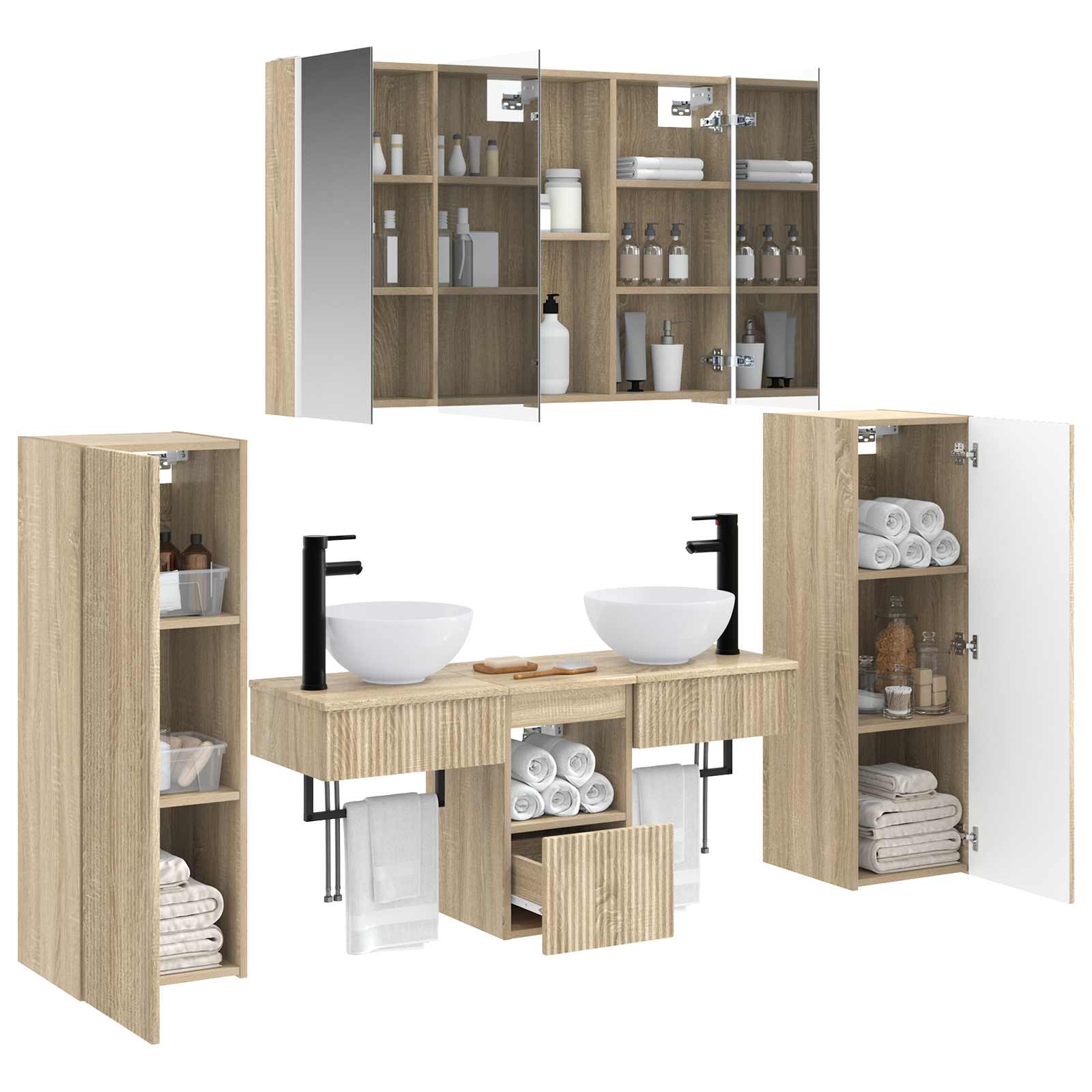 Set namještaja za kupaonicu 6 pcs Hrast sonoma