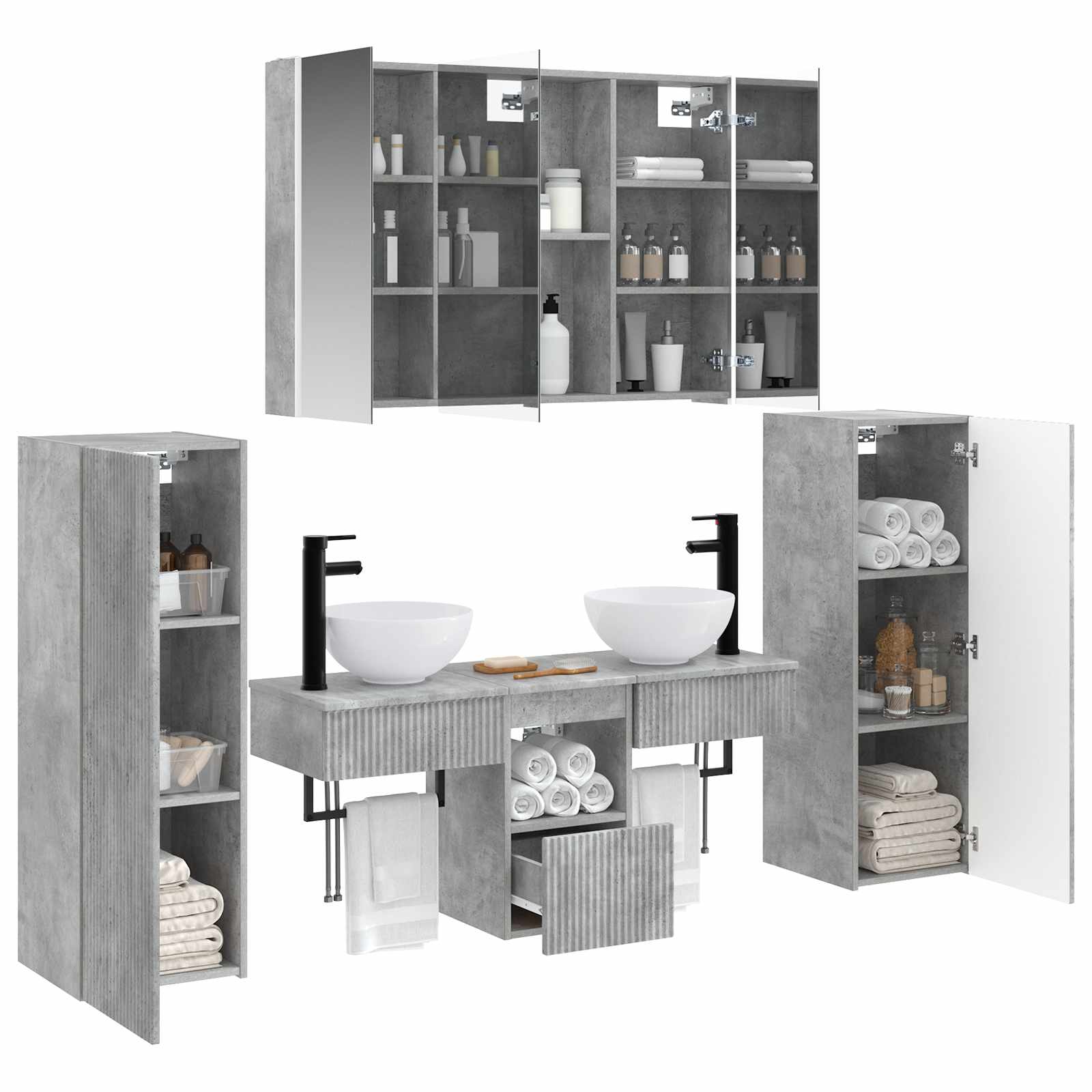 Set namještaja za kupaonicu 6 pcs Betonska siva