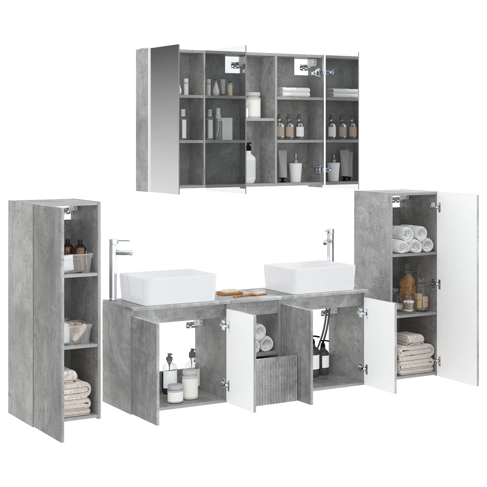 Set namještaja za kupaonicu 6 pcs Betonska siva