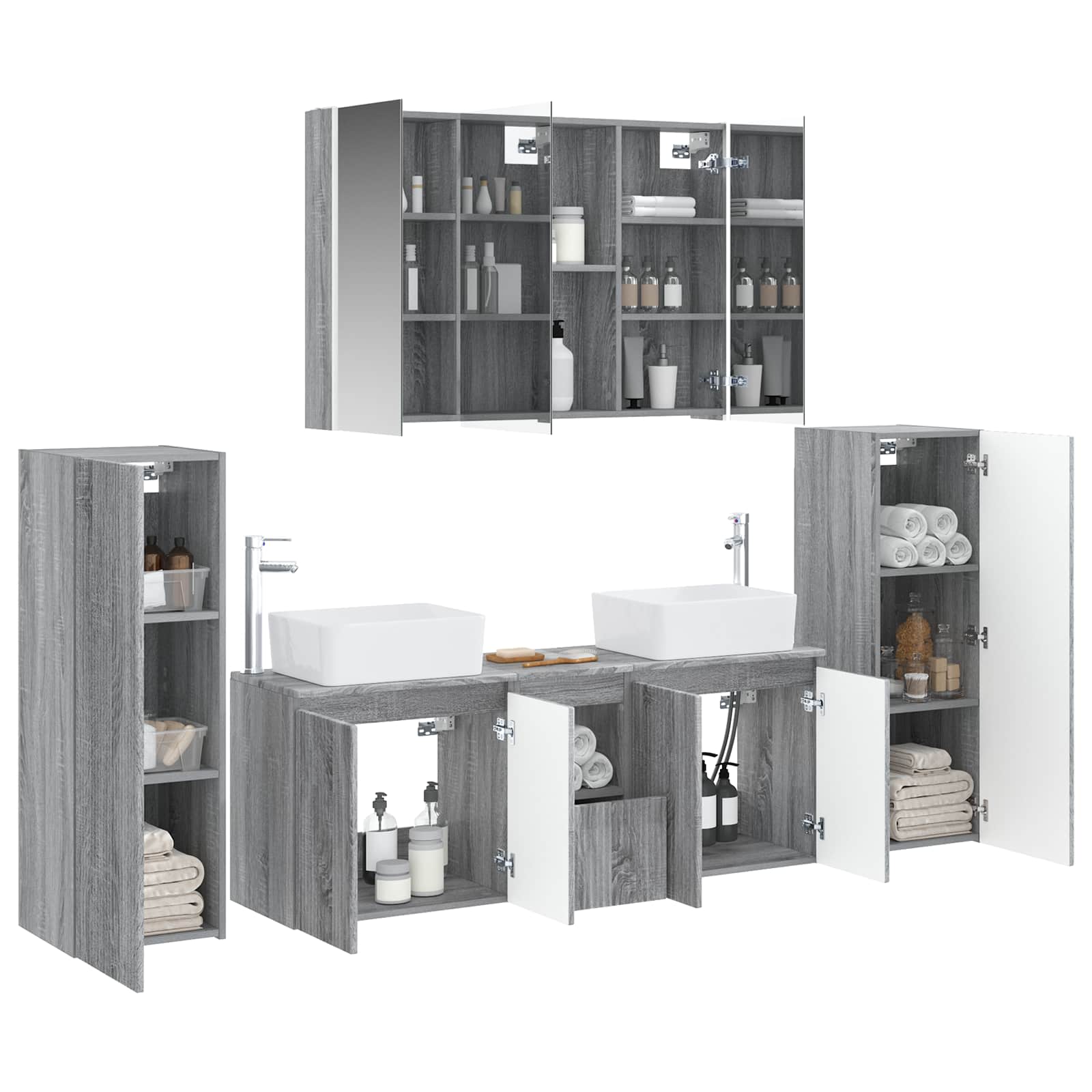 Set namještaja za kupaonicu 6 pcs Siva Sonoma