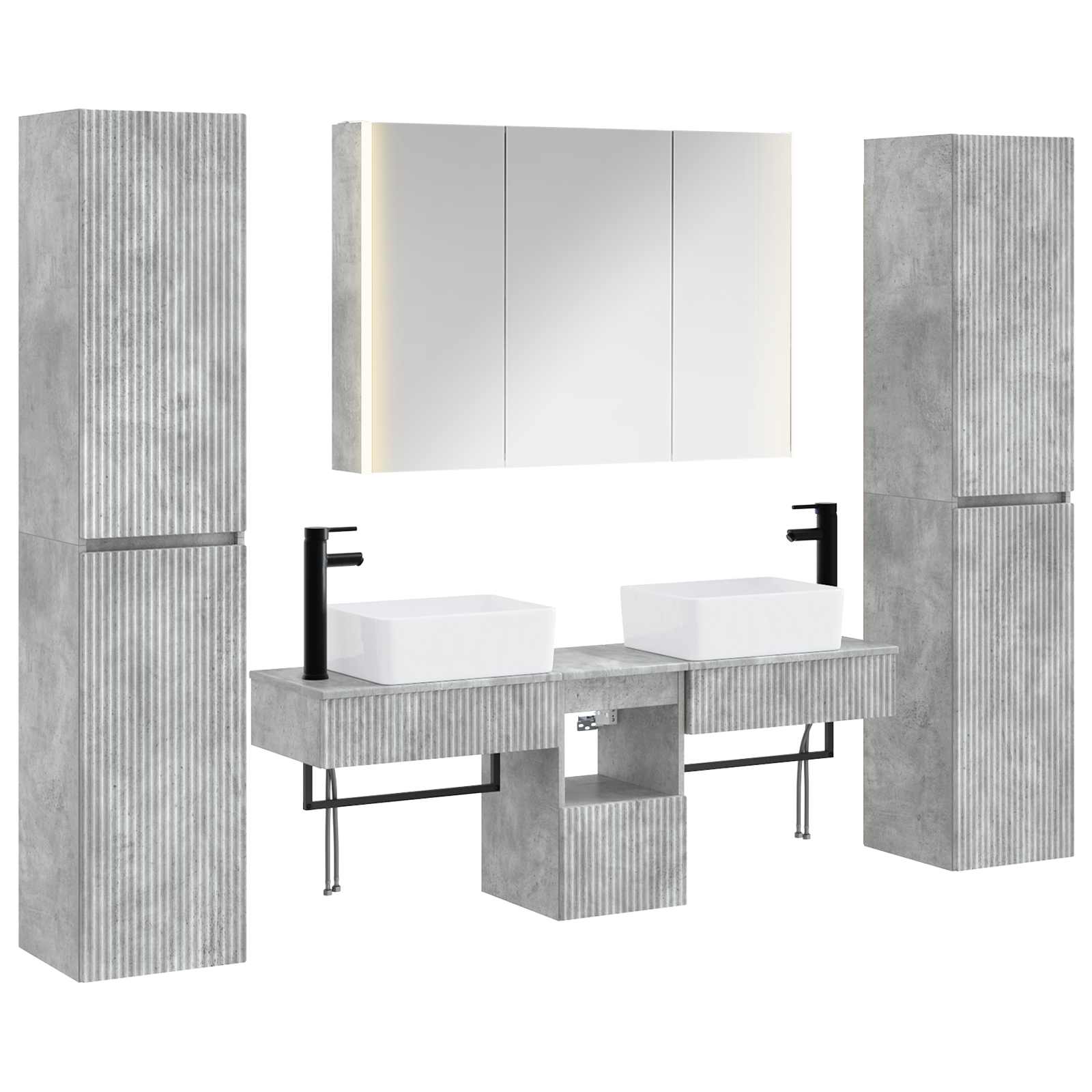 Set namještaja za kupaonicu 6 pcs Betonska siva