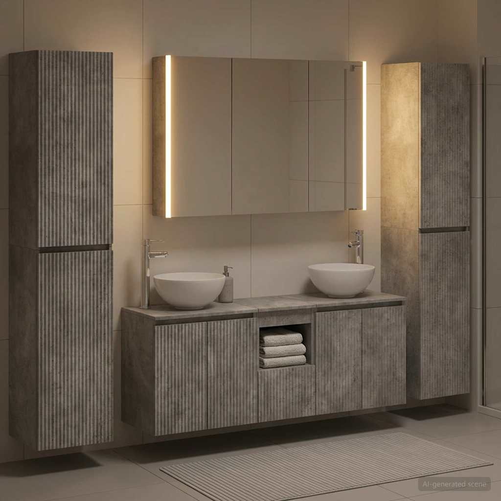 Set namještaja za kupaonicu 6 pcs Betonska siva