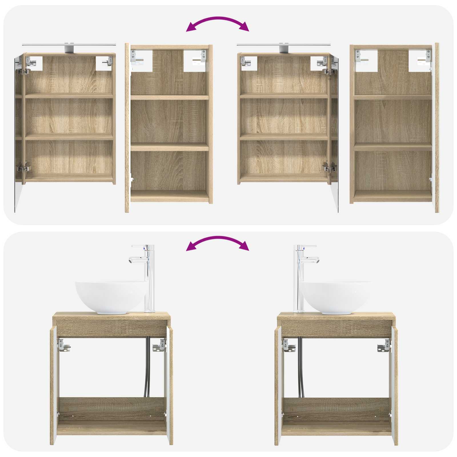Set ormarića za kupaonicu 5 pcs Hrast sonoma 50 x 14,5 x 70 cm