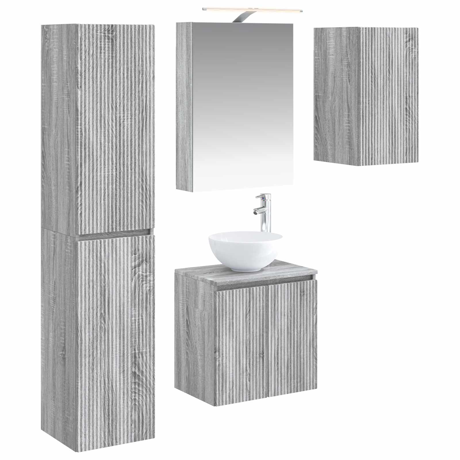 Set ormarića za kupaonicu 5 pcs Siva Sonoma 50 x 14,5 x 70 cm