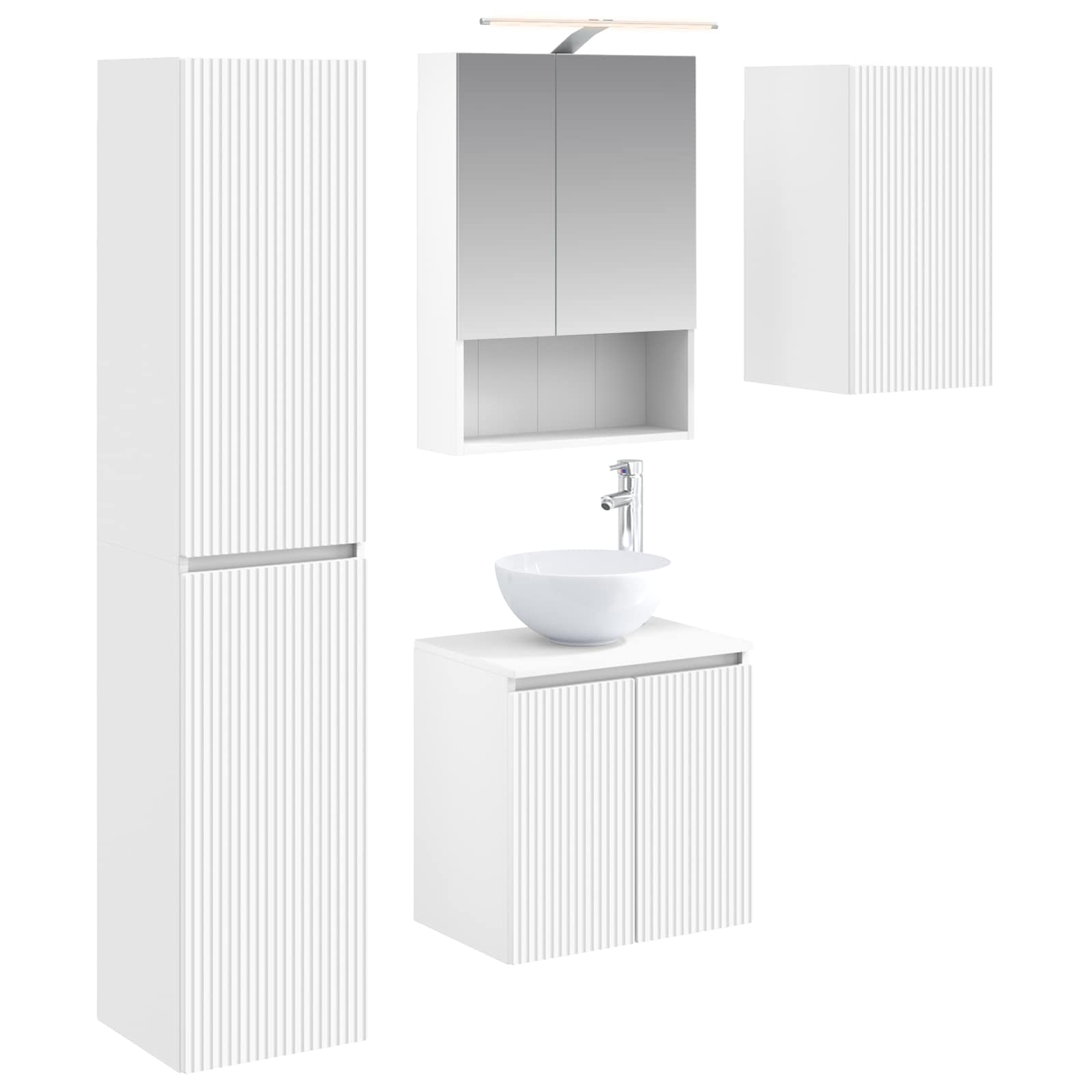 Set ormarića za kupaonicu 5 pcs Bijela 50 x 14,5 x 70 cm