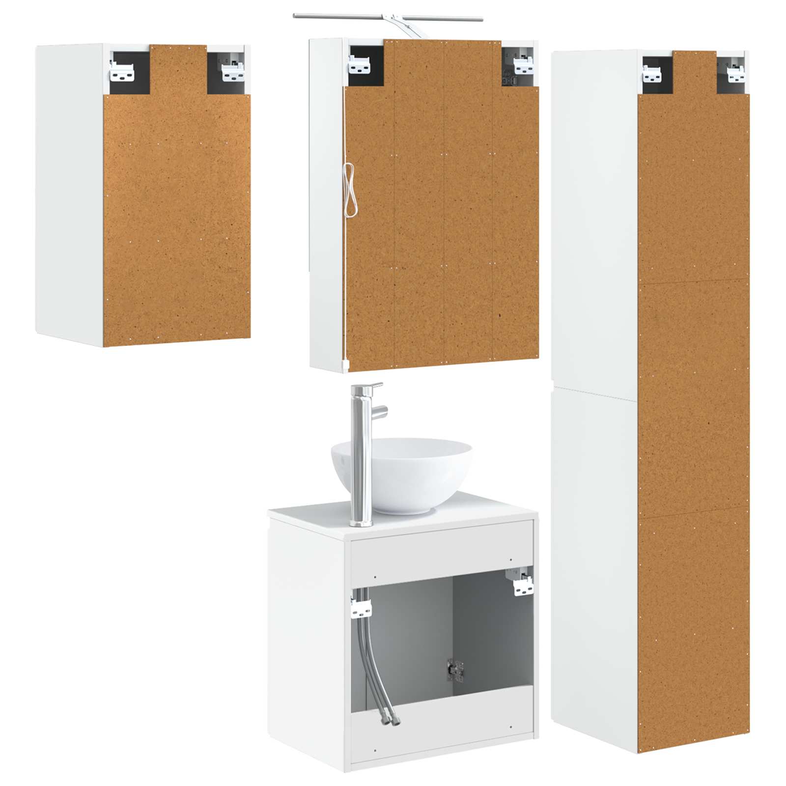 Set ormarića za kupaonicu 5 pcs Bijela 50 x 14,5 x 70 cm