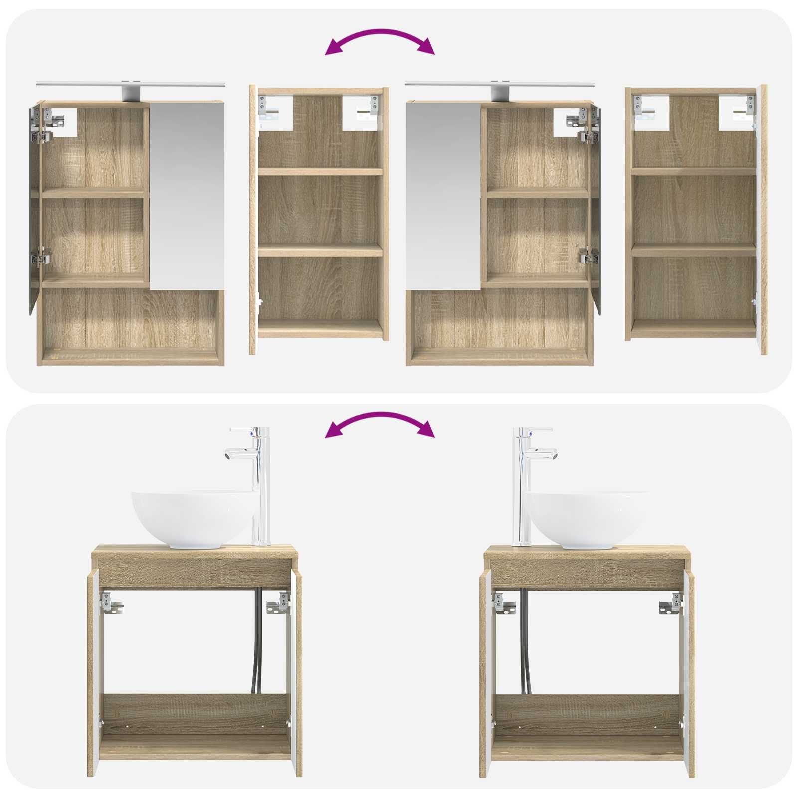 Set ormarića za kupaonicu 5 pcs Hrast sonoma 50 x 14,5 x 70 cm