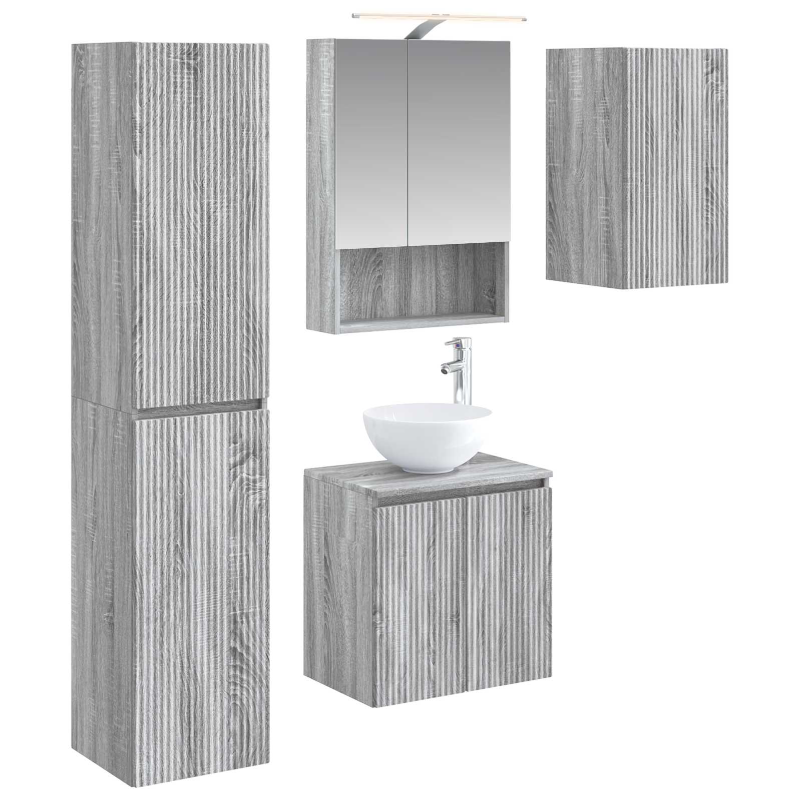 Set ormarića za kupaonicu 5 pcs Siva Sonoma 50 x 14,5 x 70 cm