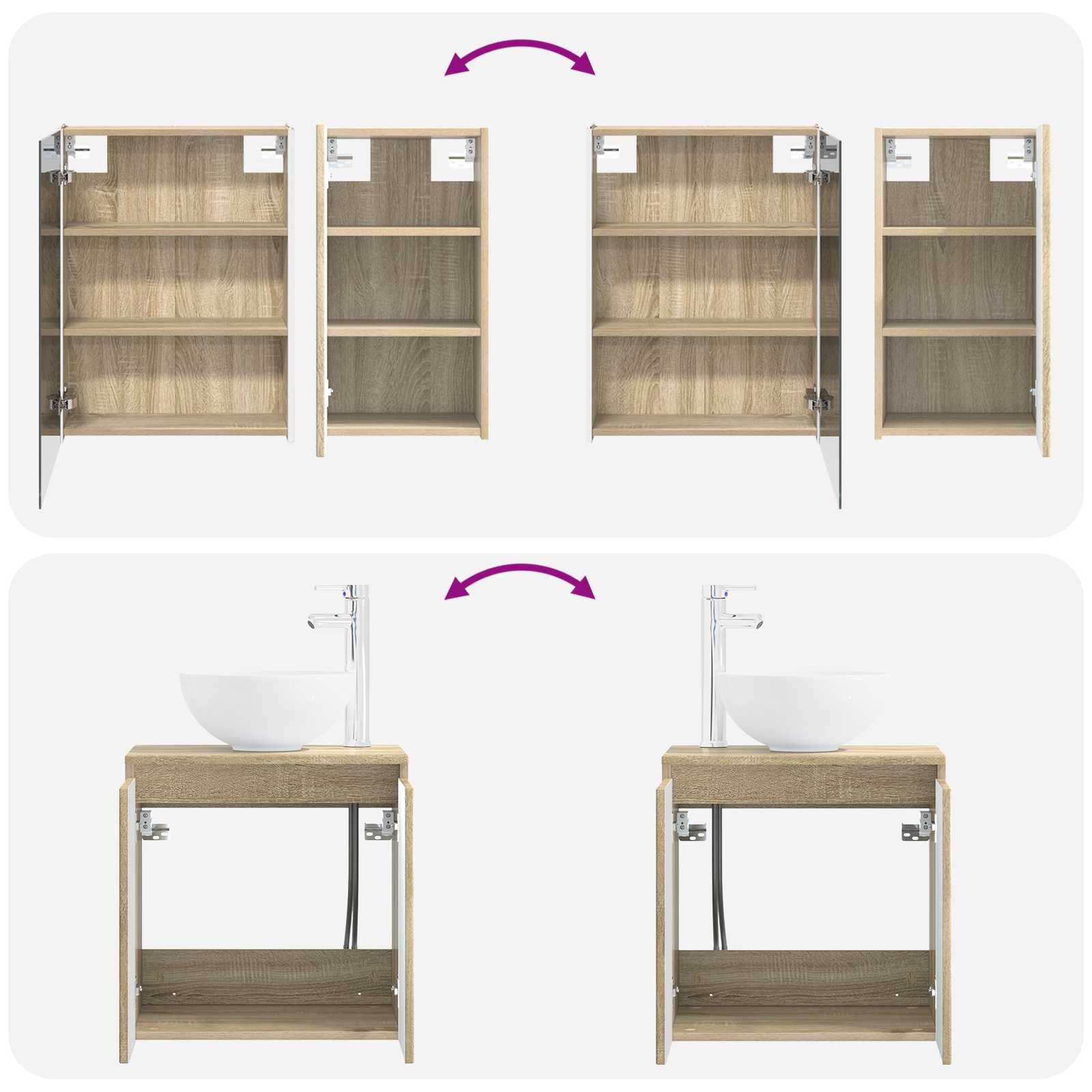 Set ormarića za kupaonicu 5 pcs Hrast sonoma 53 x 15,5 x 70 cm