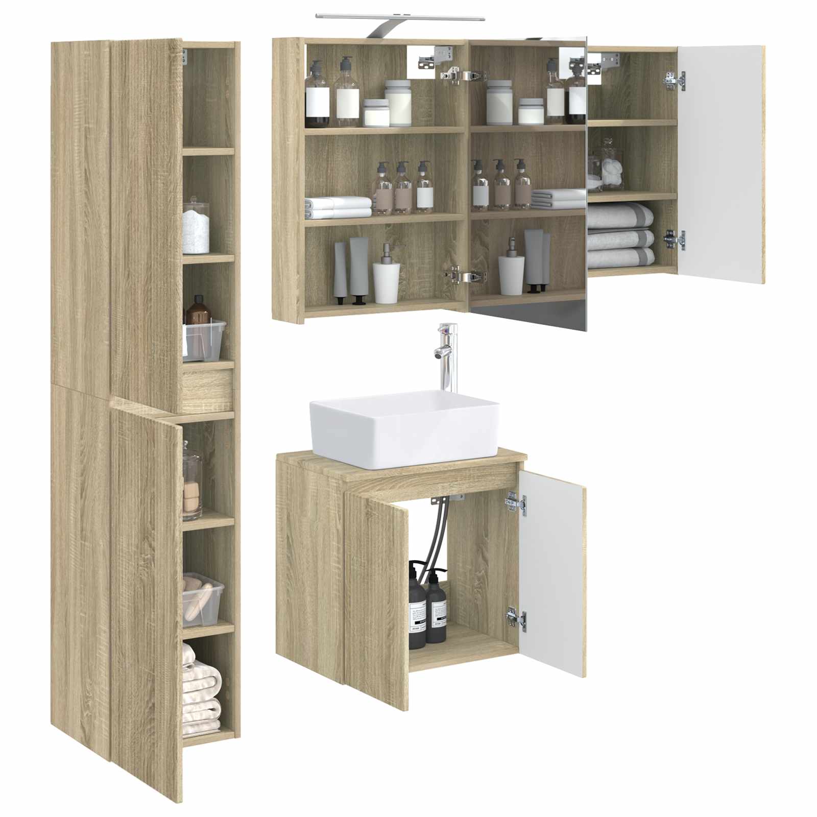Set ormarića za kupaonicu 5 pcs Hrast sonoma 50 x 14,5 x 70 cm