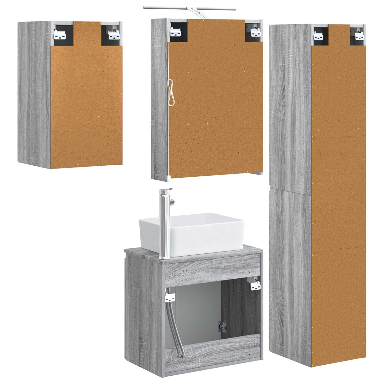 Set ormarića za kupaonicu 5 pcs Siva Sonoma 50 x 14,5 x 70 cm