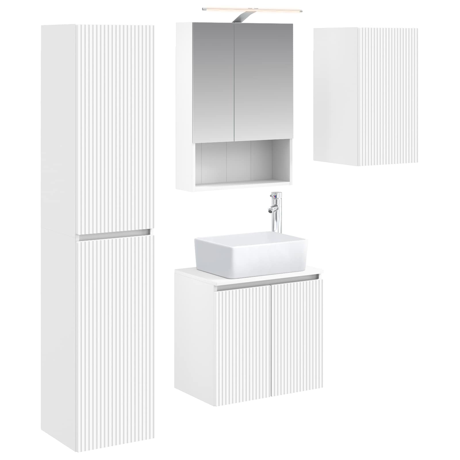 Set ormarića za kupaonicu 5 pcs Bijela 50 x 14,5 x 70 cm